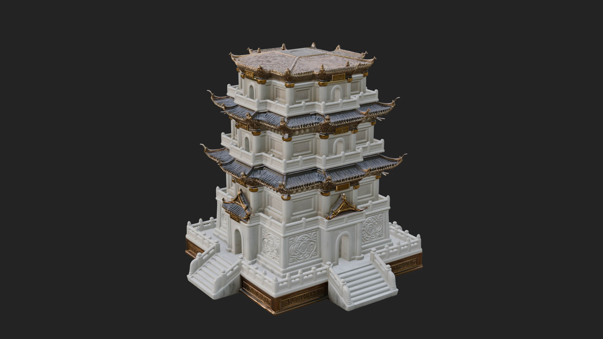 Tiered Pagoda Hall Temple Design 30 3D Print Model 3D Model