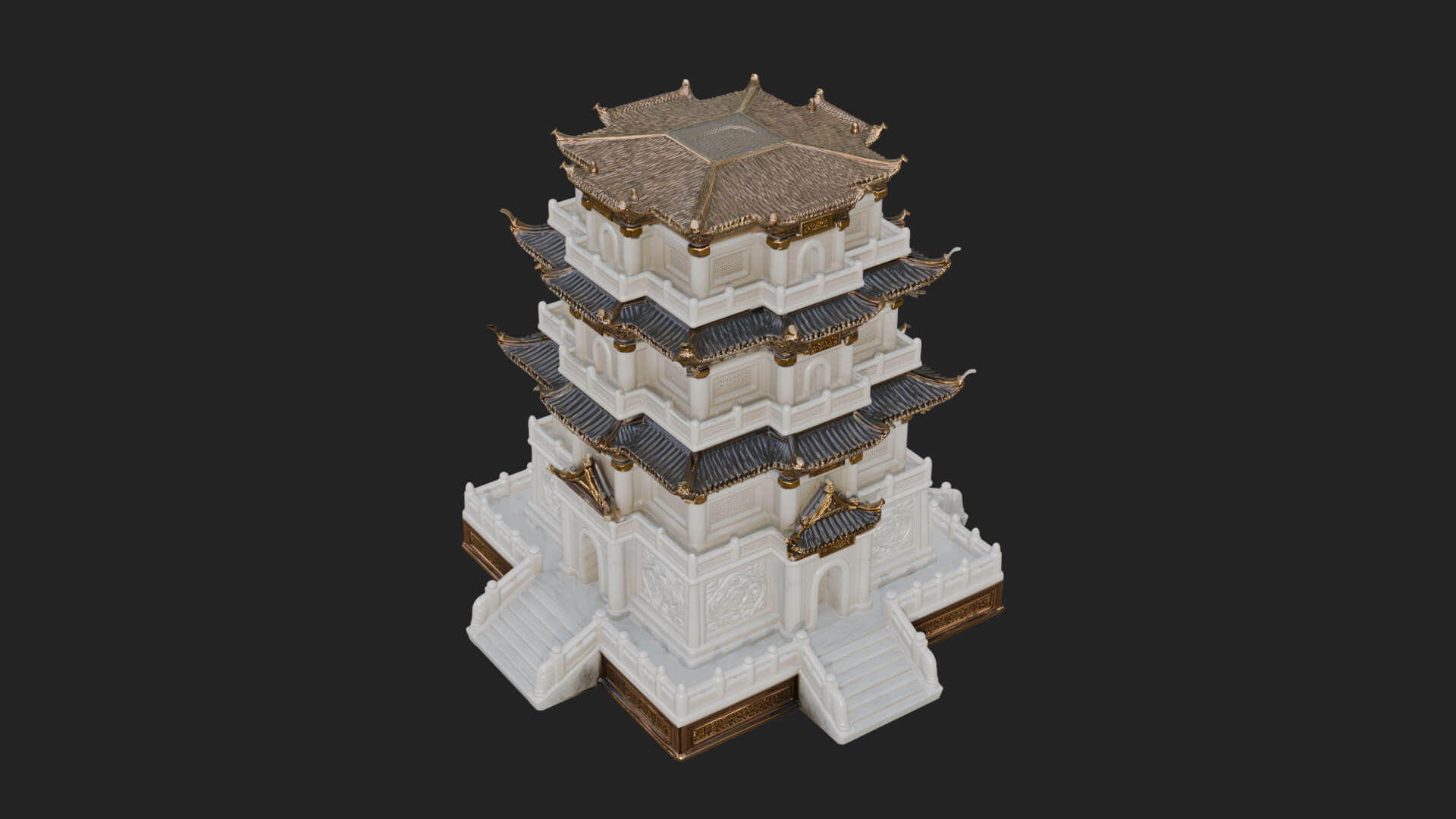 Tiered Pagoda Hall Temple Design 30 3D Print Model 3D Model