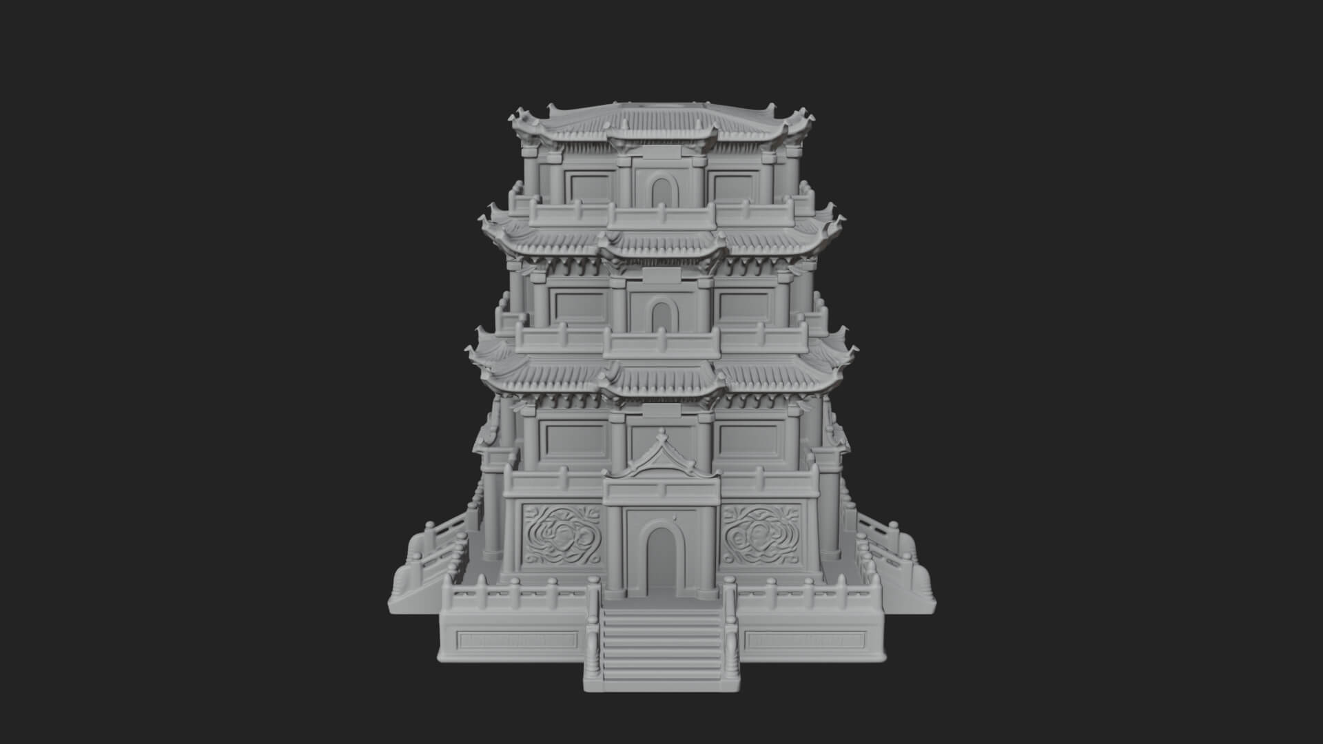 Tiered Pagoda Hall Temple Design 30 3D Print Model 3D Model