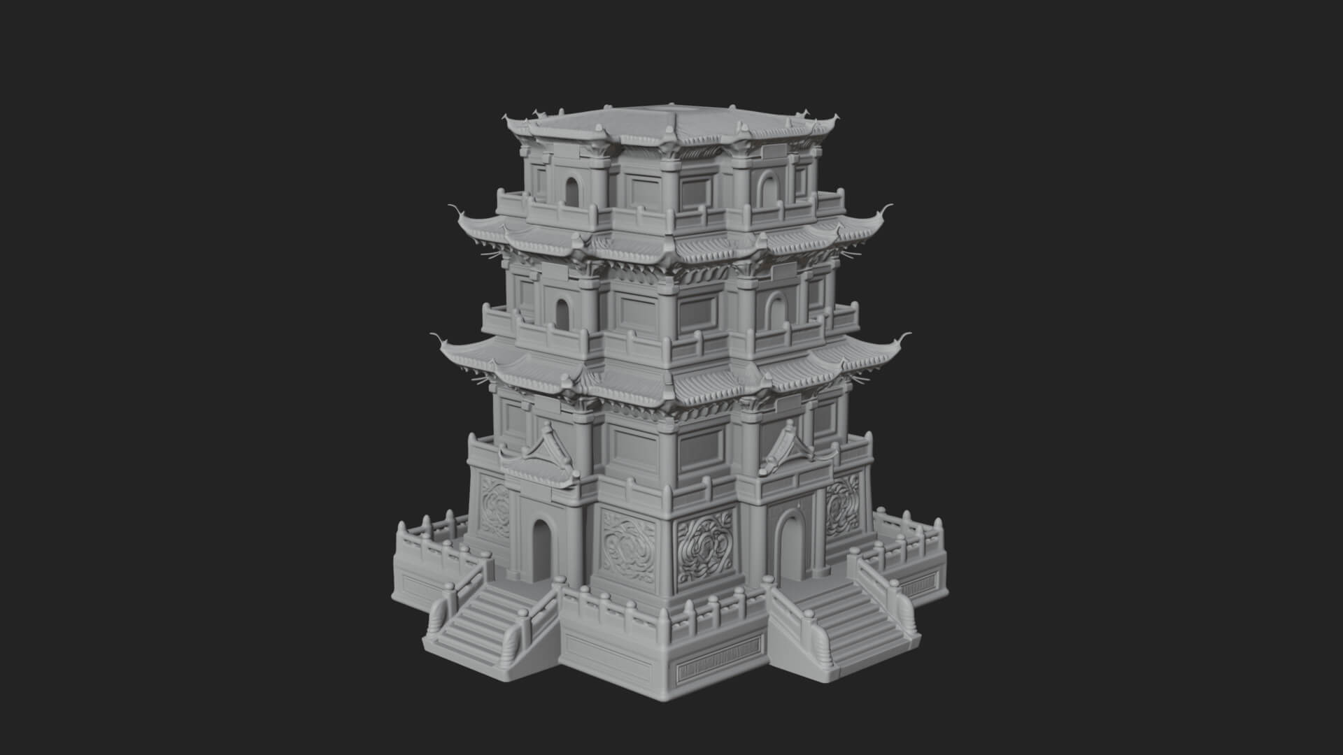 Tiered Pagoda Hall Temple Design 30 3D Print Model 3D Model