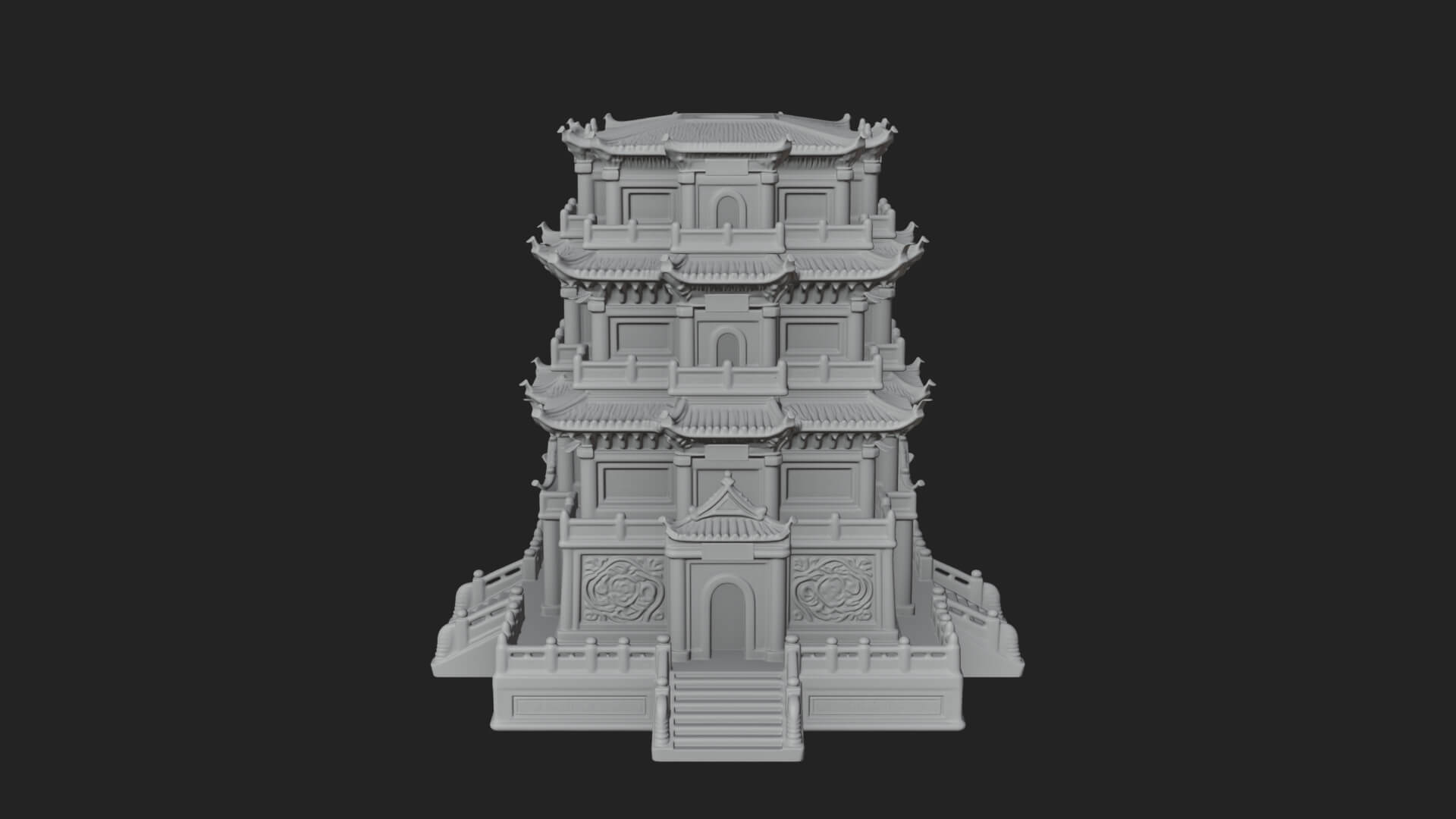 Tiered Pagoda Hall Temple Design 30 3D Print Model 3D Model