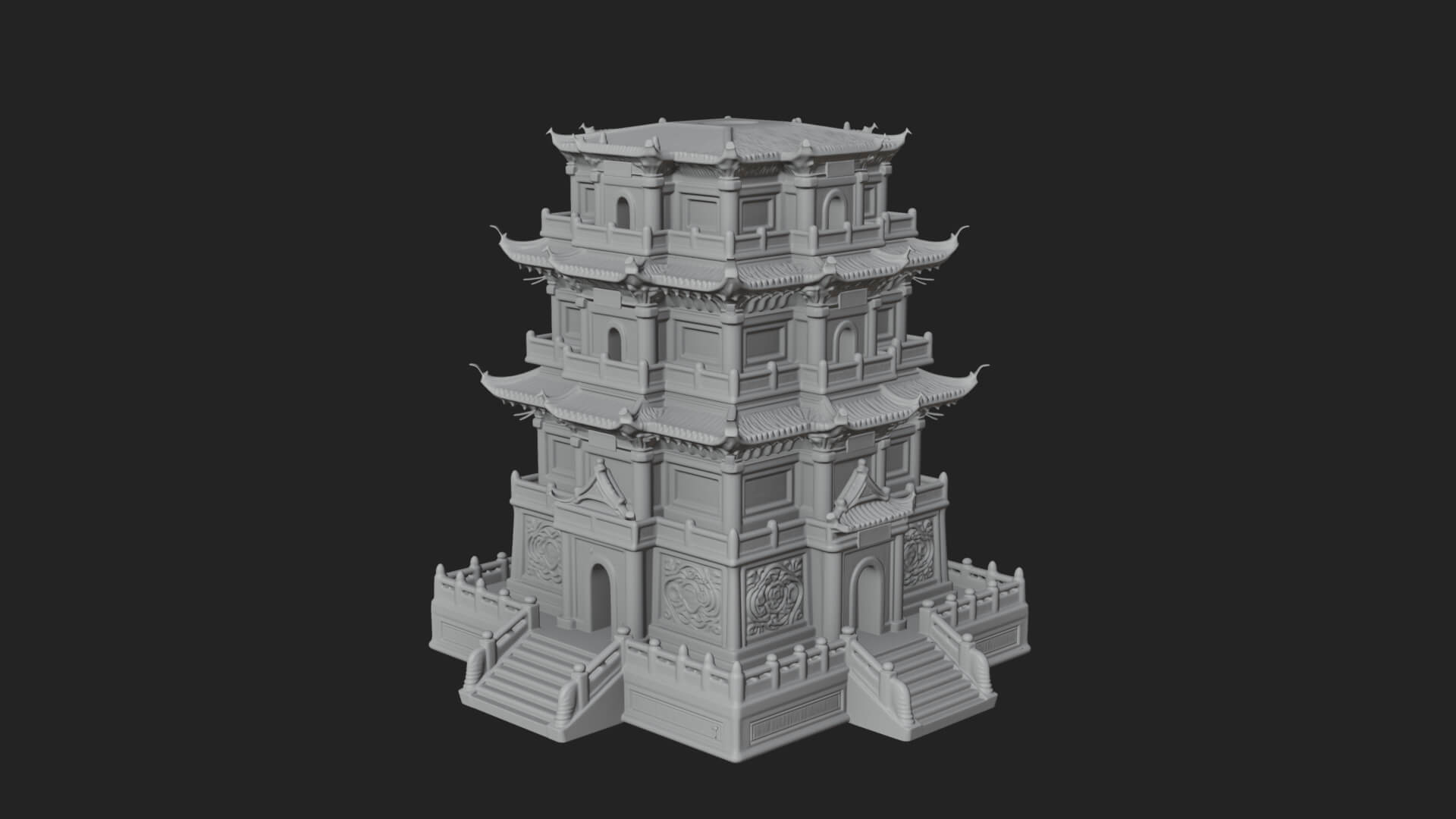 Tiered Pagoda Hall Temple Design 30 3D Print Model 3D Model