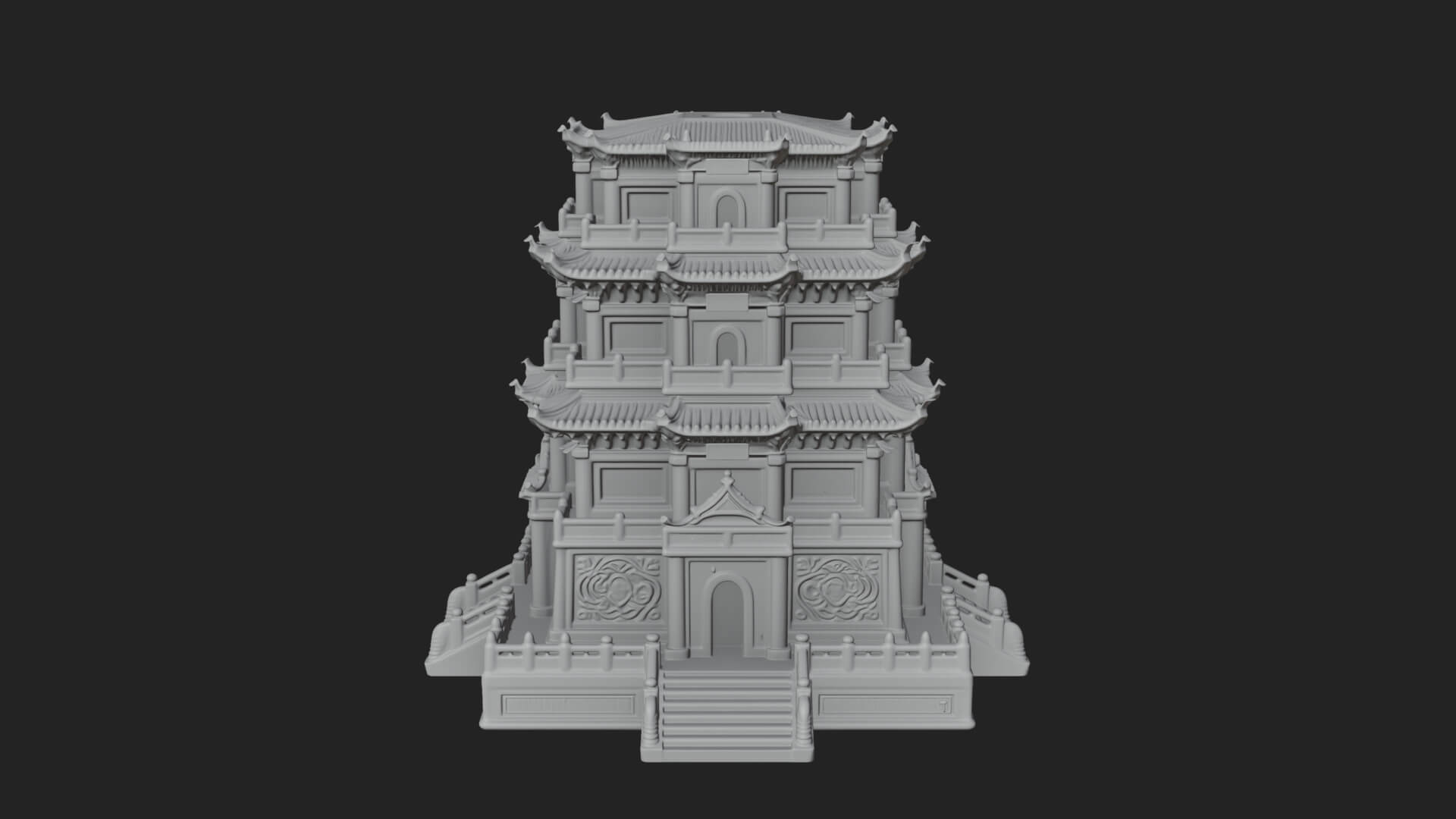 Tiered Pagoda Hall Temple Design 30 3D Print Model 3D Model