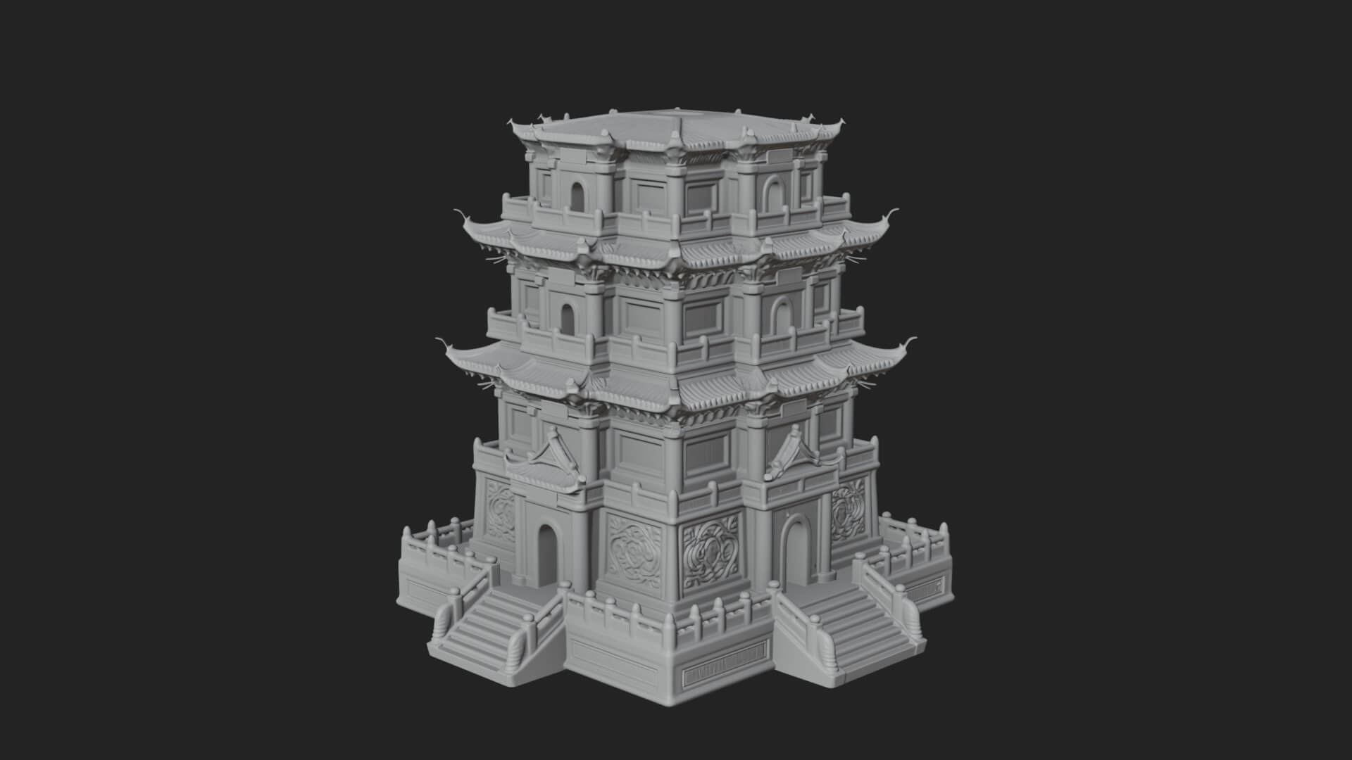 Tiered Pagoda Hall Temple Design 30 3D Print Model 3D Model