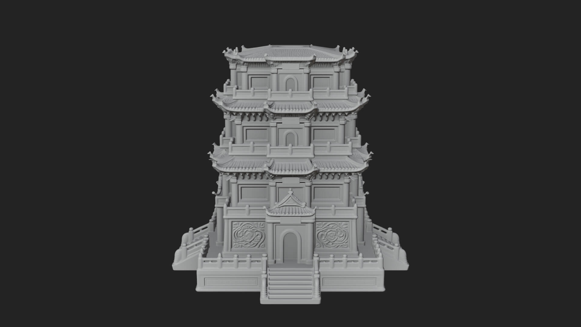 Tiered Pagoda Hall Temple Design 30 3D Print Model 3D Model