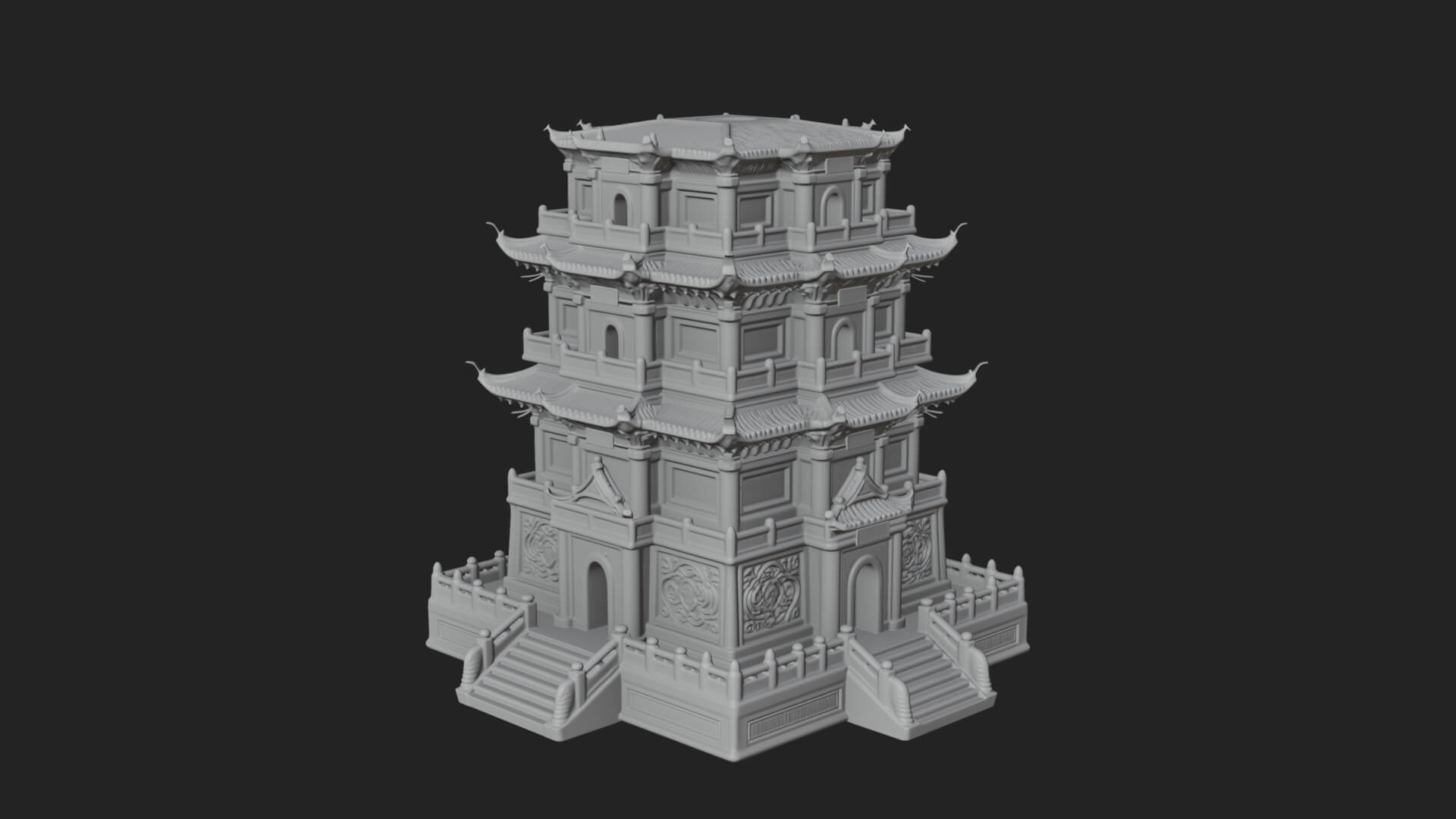 Tiered Pagoda Hall Temple Design 30 3D Print Model 3D Model