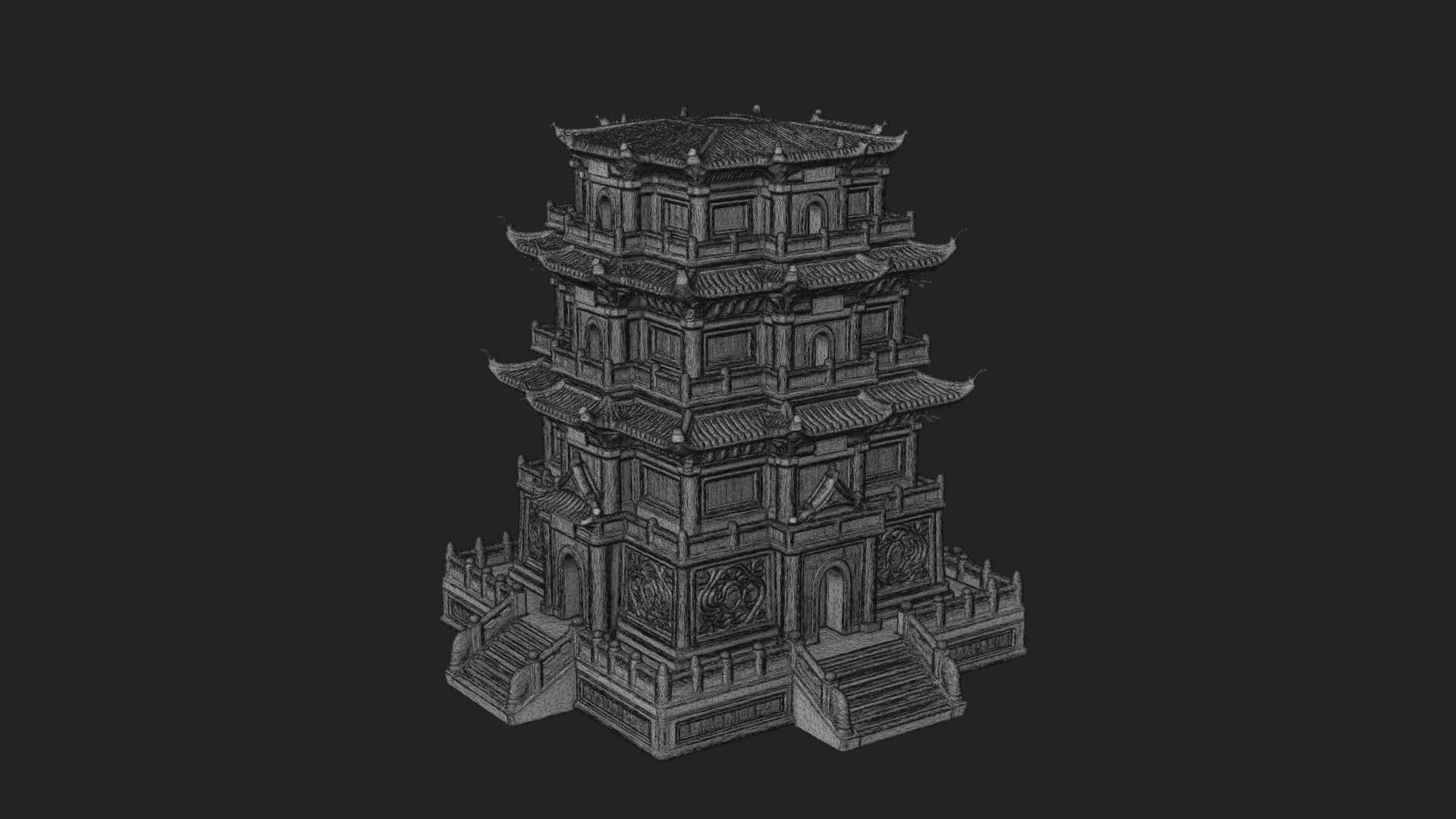 Tiered Pagoda Hall Temple Design 30 3D Print Model 3D Model