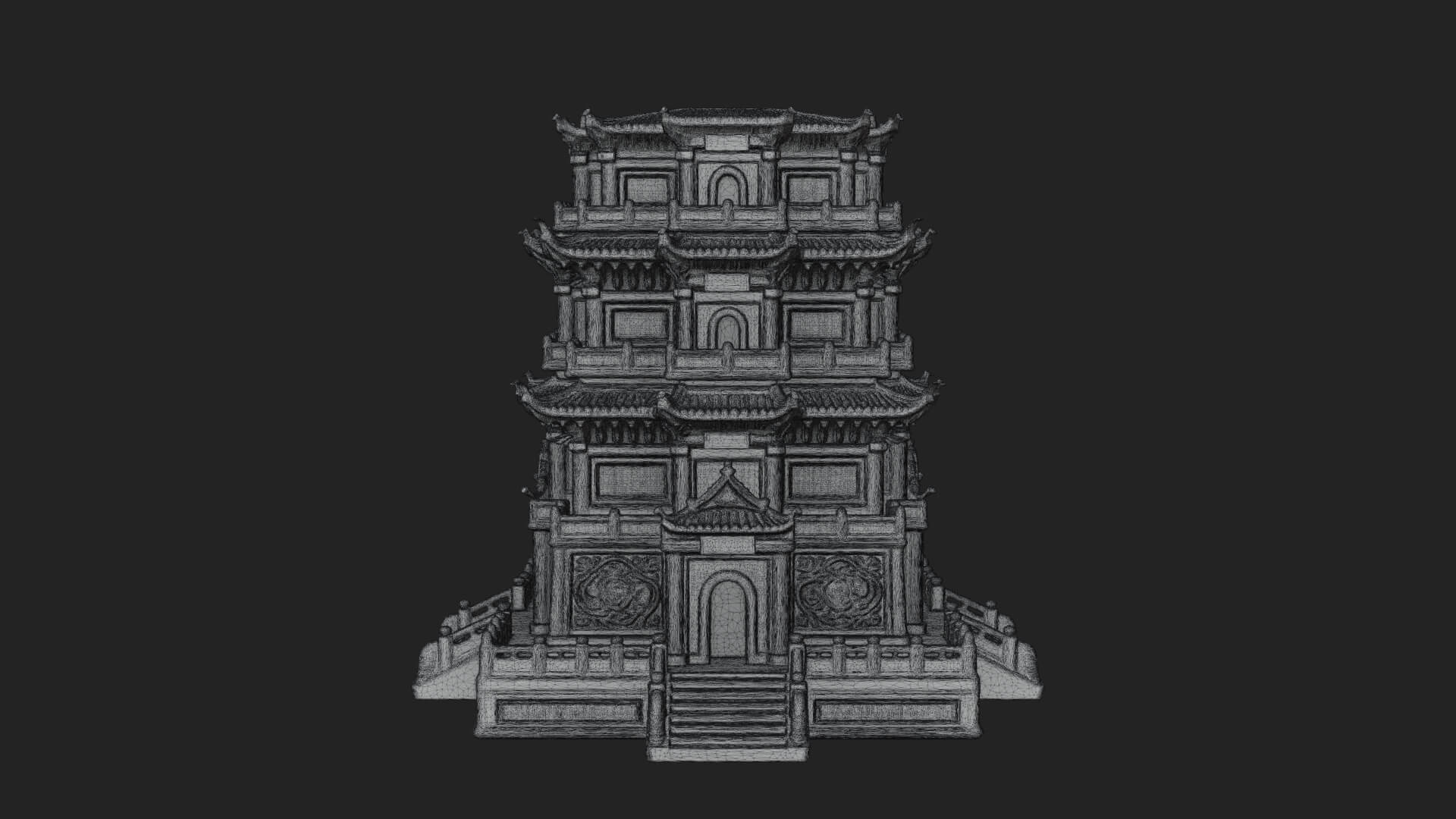 Tiered Pagoda Hall Temple Design 30 3D Print Model 3D Model