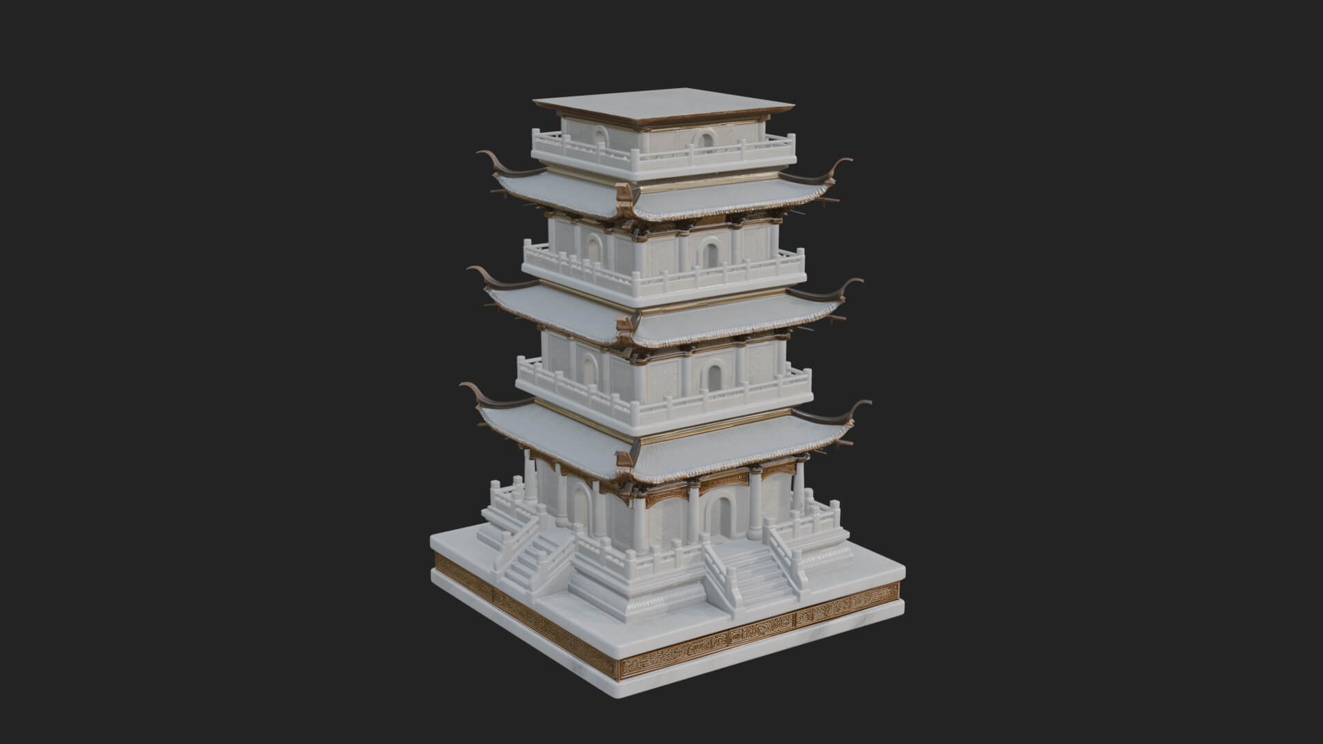 Tiered Pagoda Hall Temple Design 31 3D Print Model 3D Model