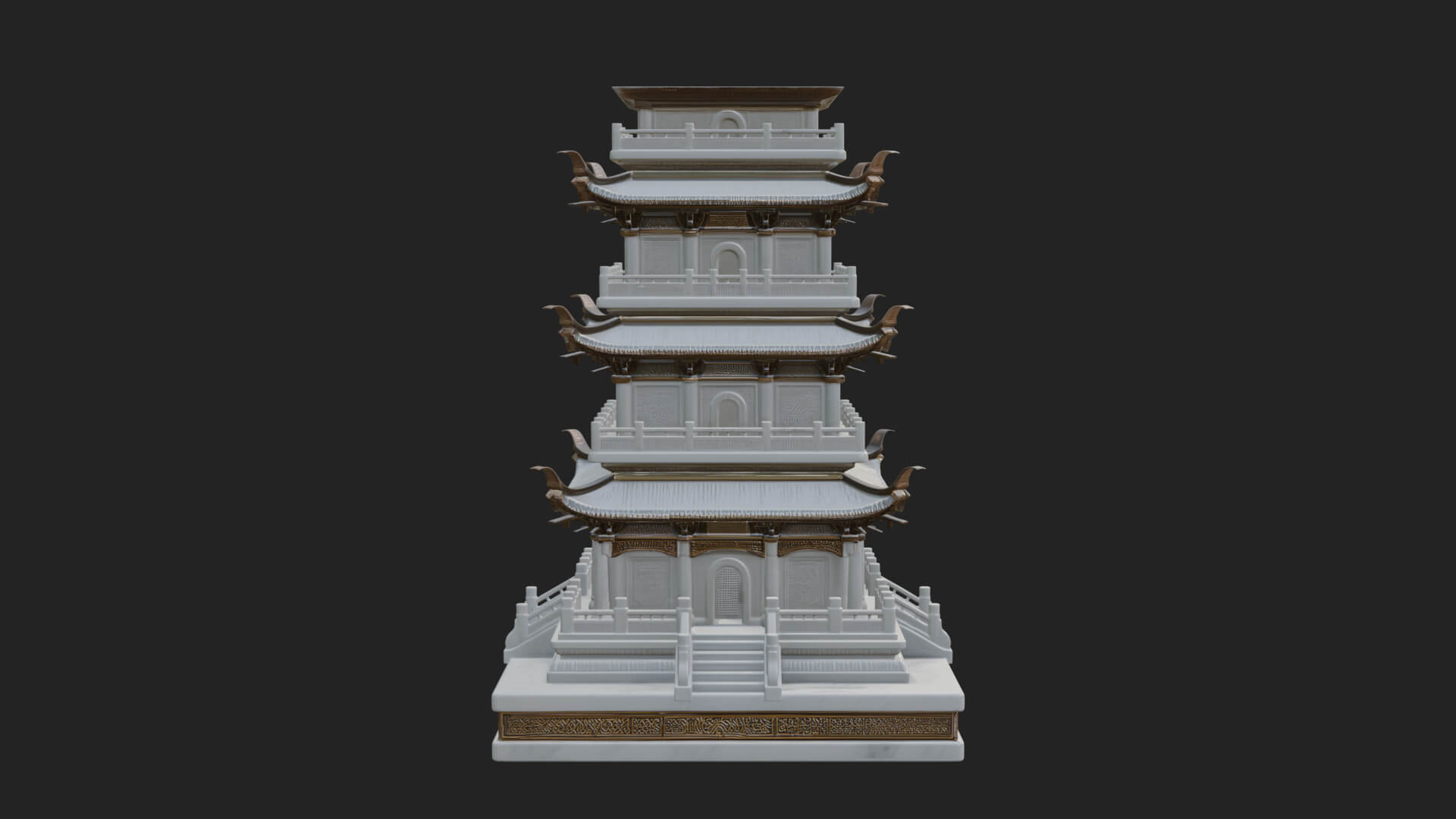 Tiered Pagoda Hall Temple Design 31 3D Print Model 3D Model