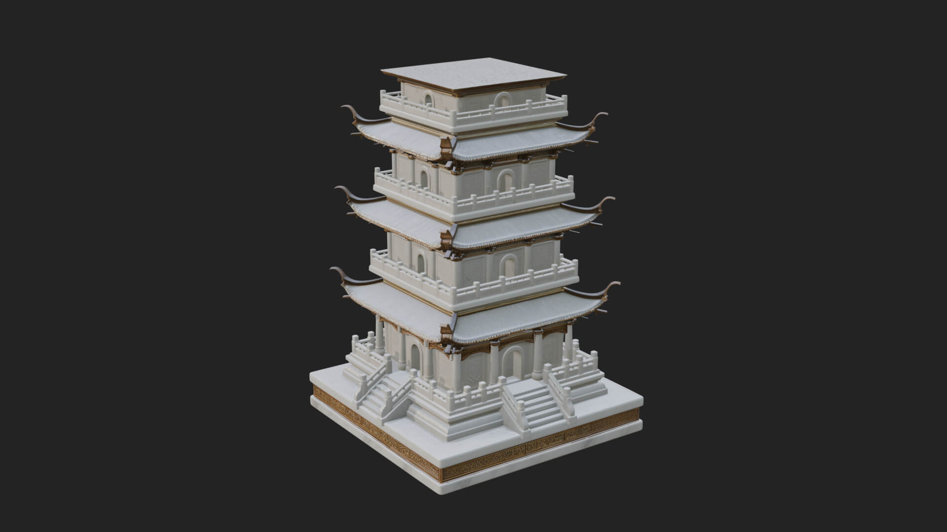 Tiered Pagoda Hall Temple Design 31 3D Print Model 3D Model