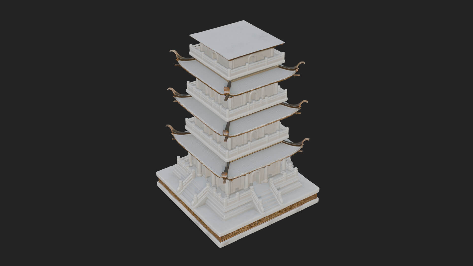 Tiered Pagoda Hall Temple Design 31 3D Print Model 3D Model