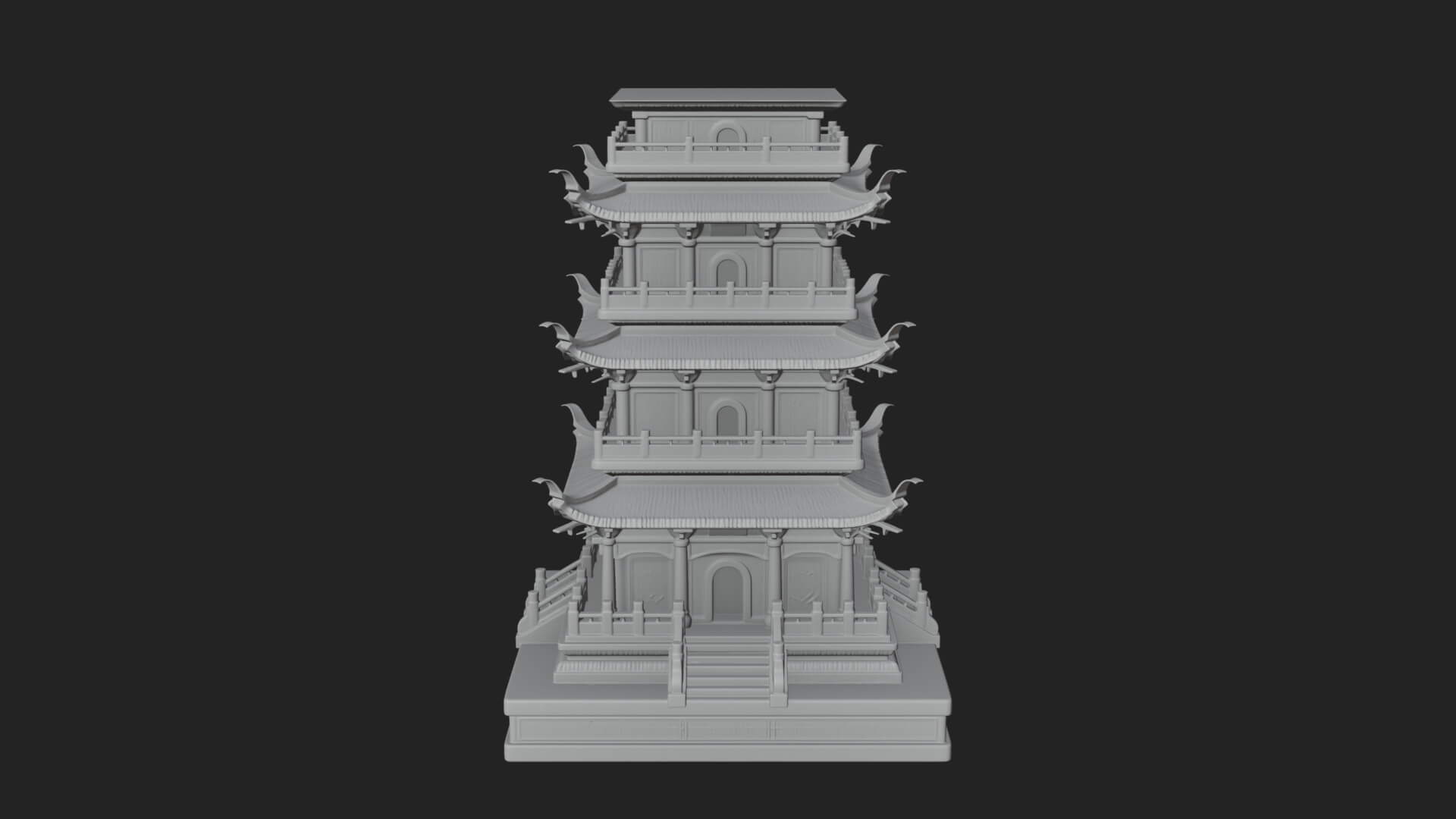 Tiered Pagoda Hall Temple Design 31 3D Print Model 3D Model