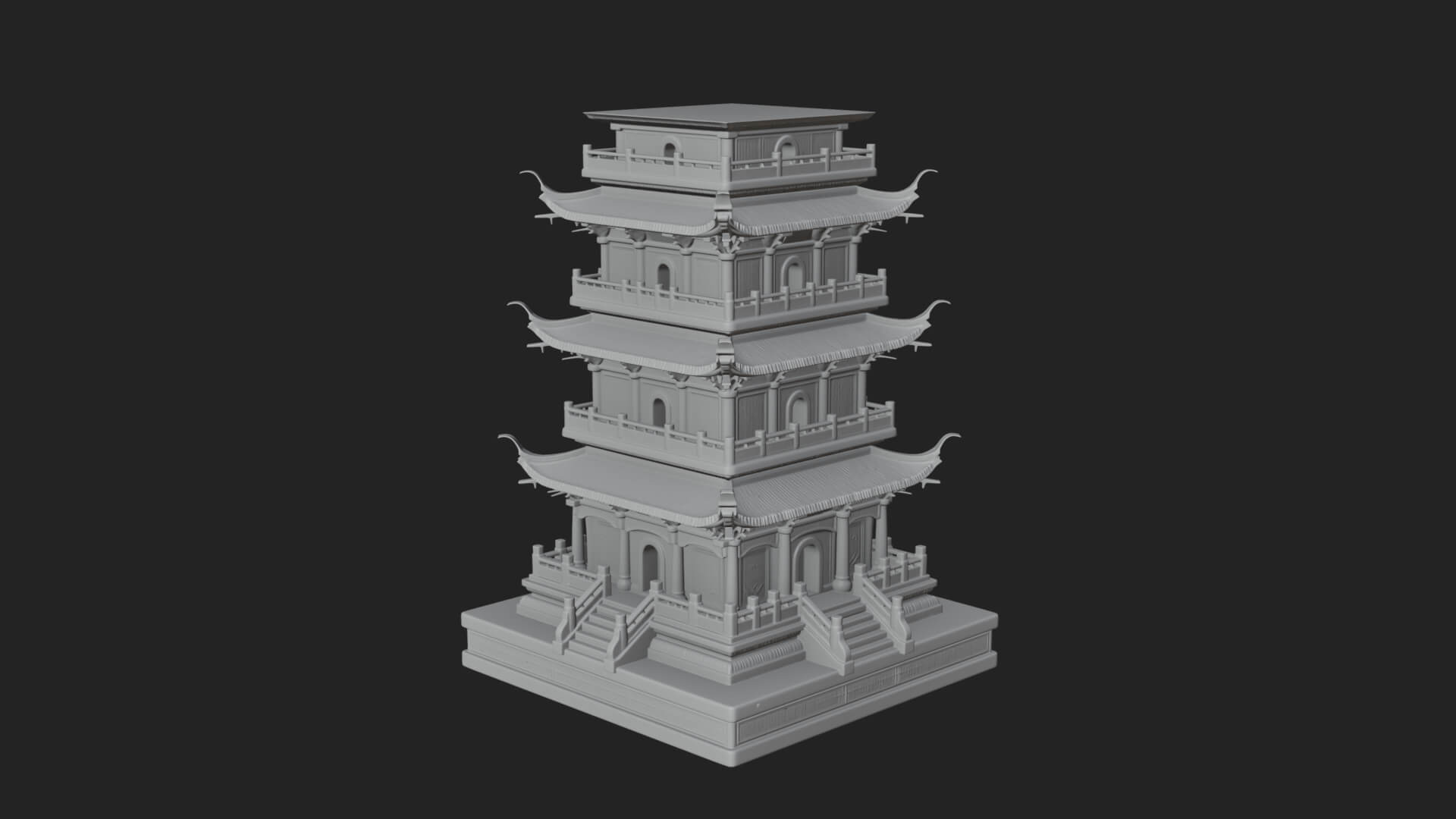Tiered Pagoda Hall Temple Design 31 3D Print Model 3D Model