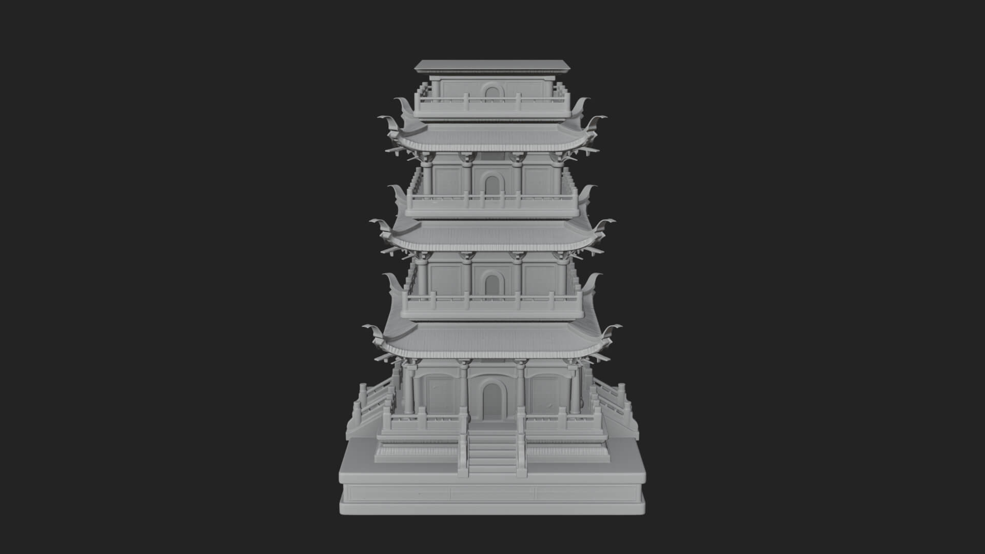 Tiered Pagoda Hall Temple Design 31 3D Print Model 3D Model
