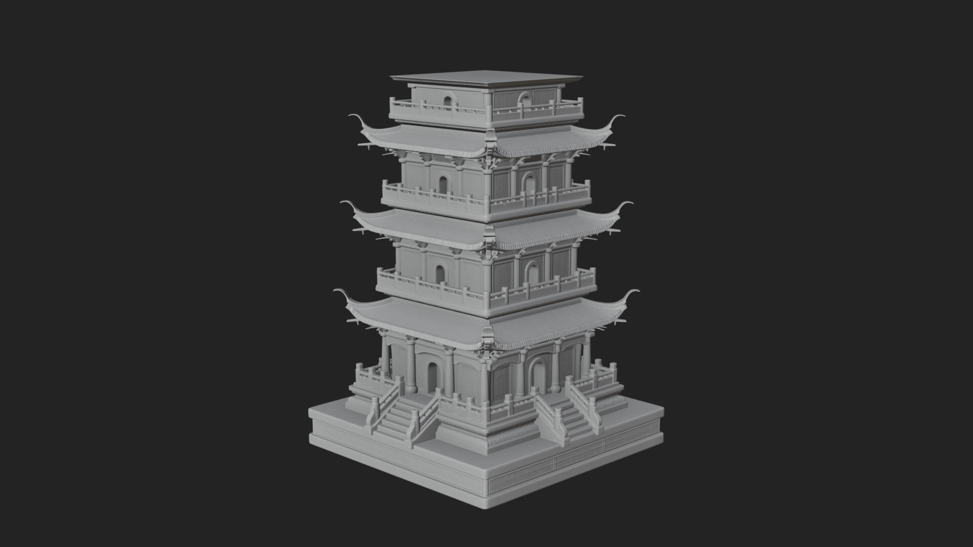 Tiered Pagoda Hall Temple Design 31 3D Print Model 3D Model