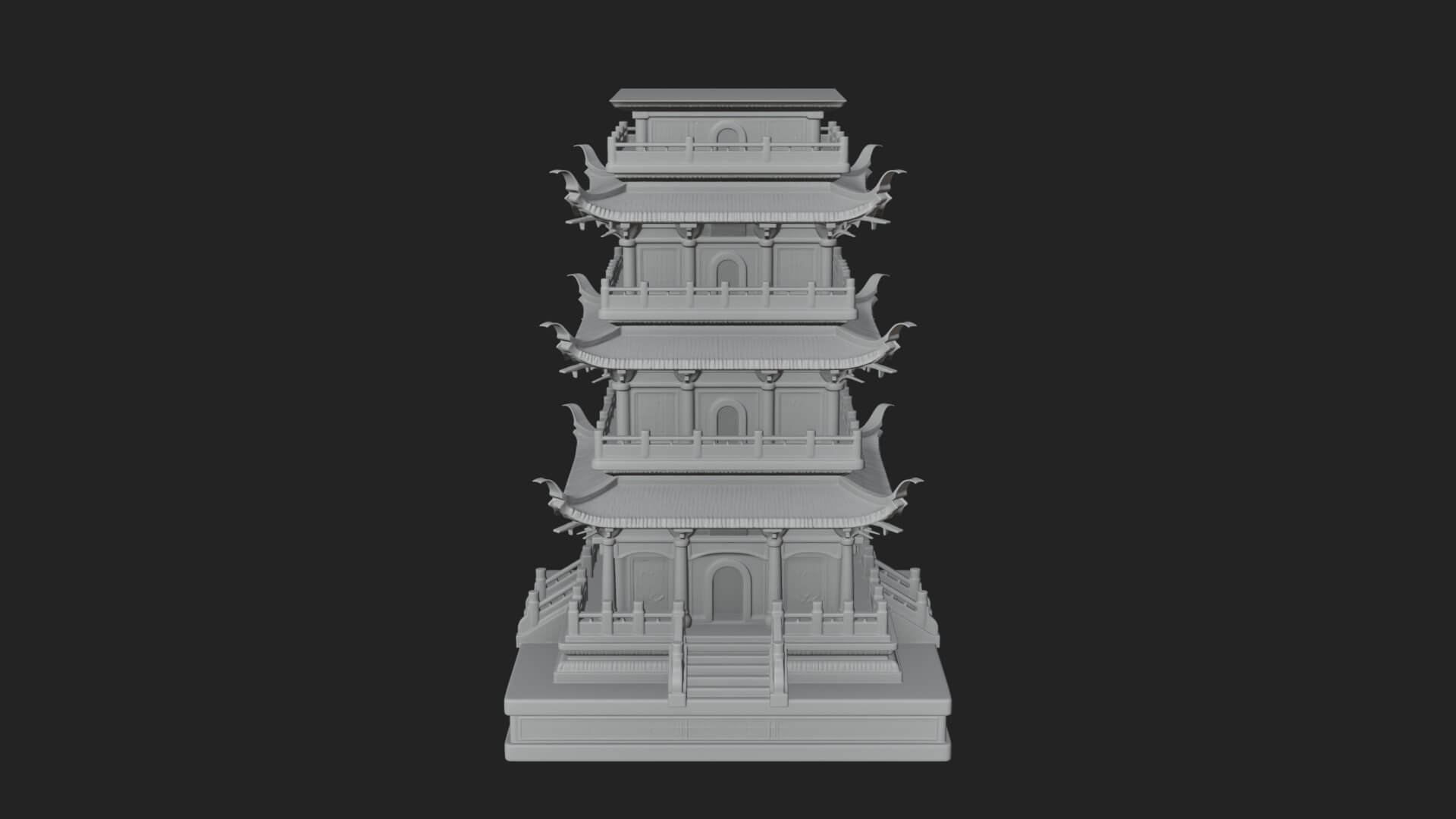 Tiered Pagoda Hall Temple Design 31 3D Print Model 3D Model