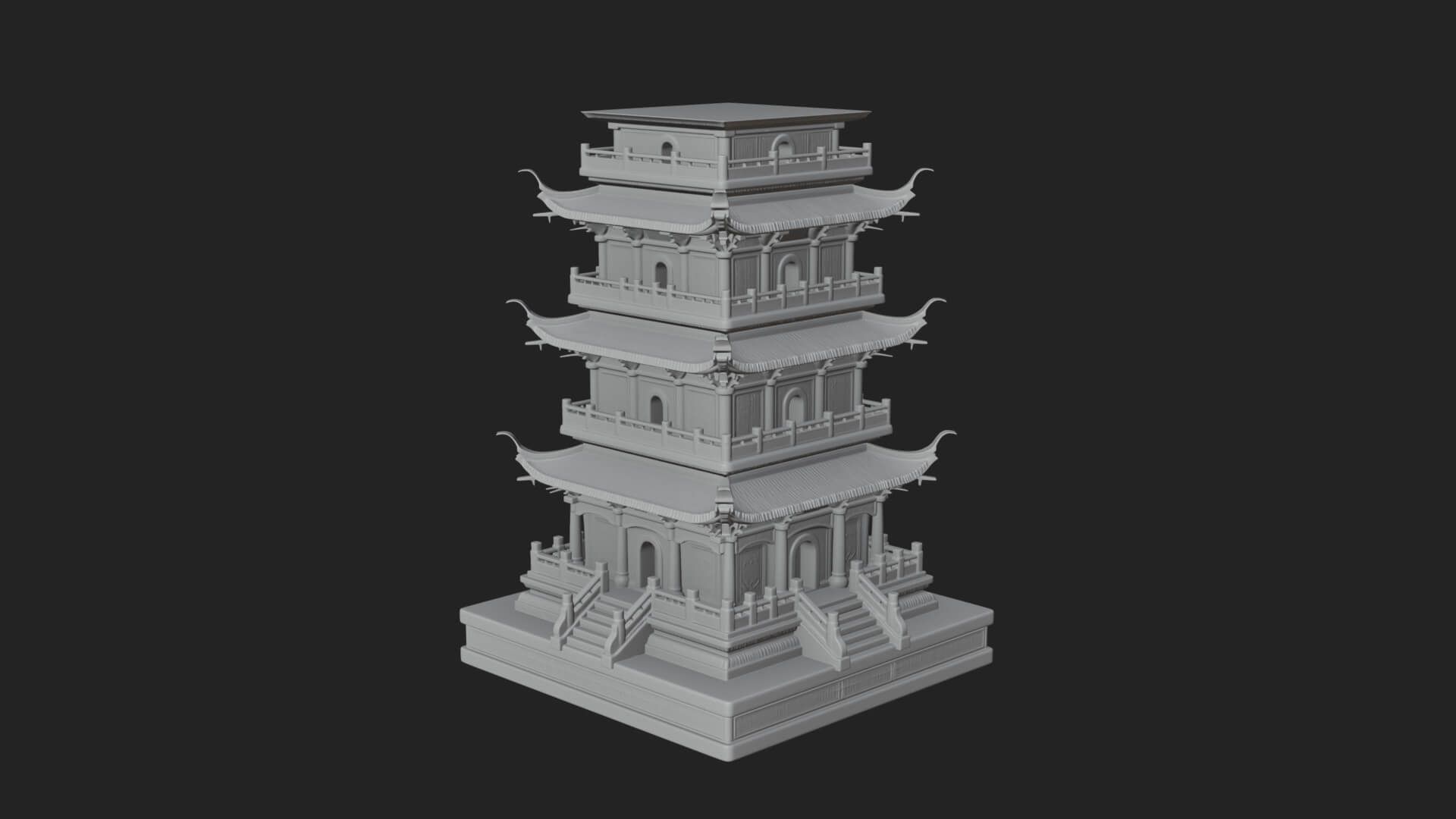 Tiered Pagoda Hall Temple Design 31 3D Print Model 3D Model