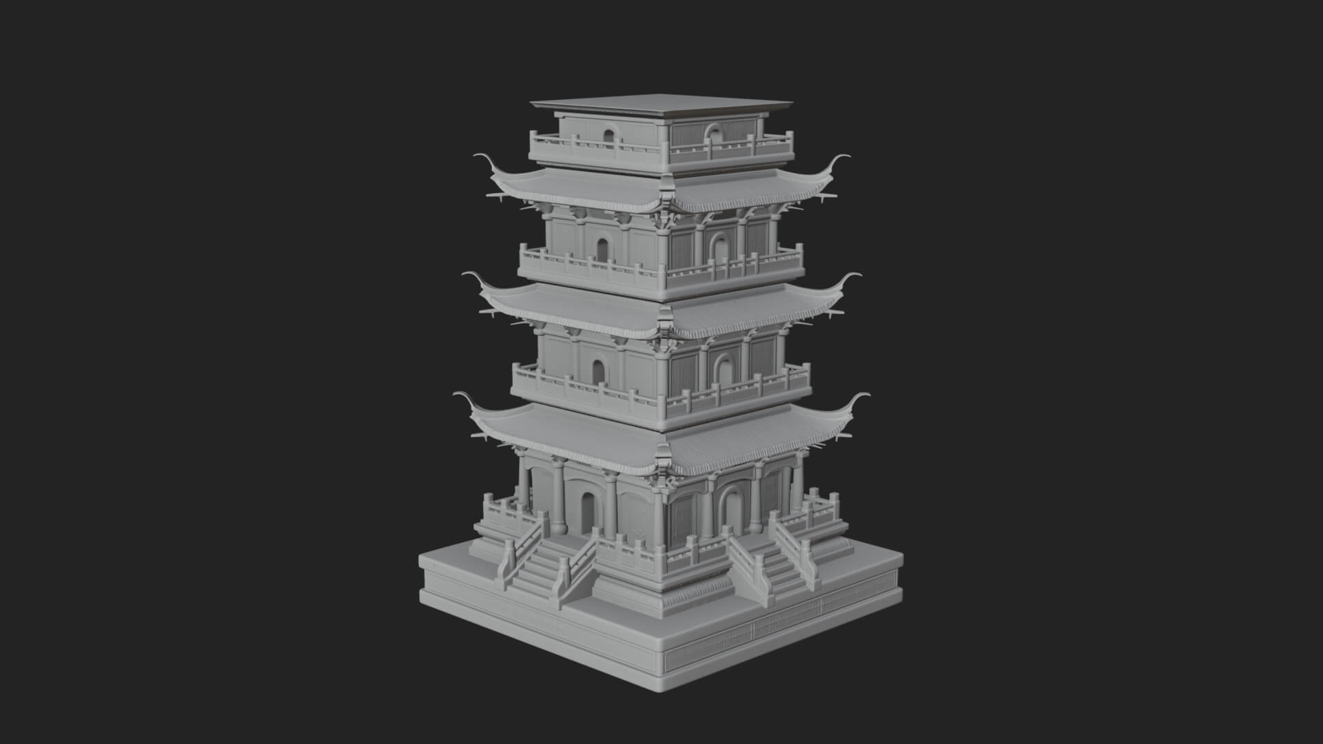 Tiered Pagoda Hall Temple Design 31 3D Print Model 3D Model