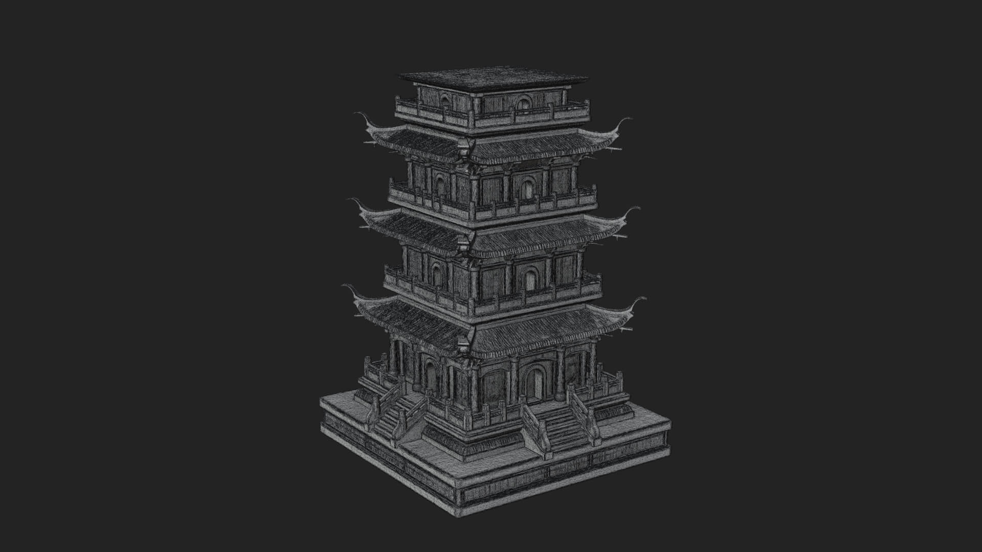 Tiered Pagoda Hall Temple Design 31 3D Print Model 3D Model