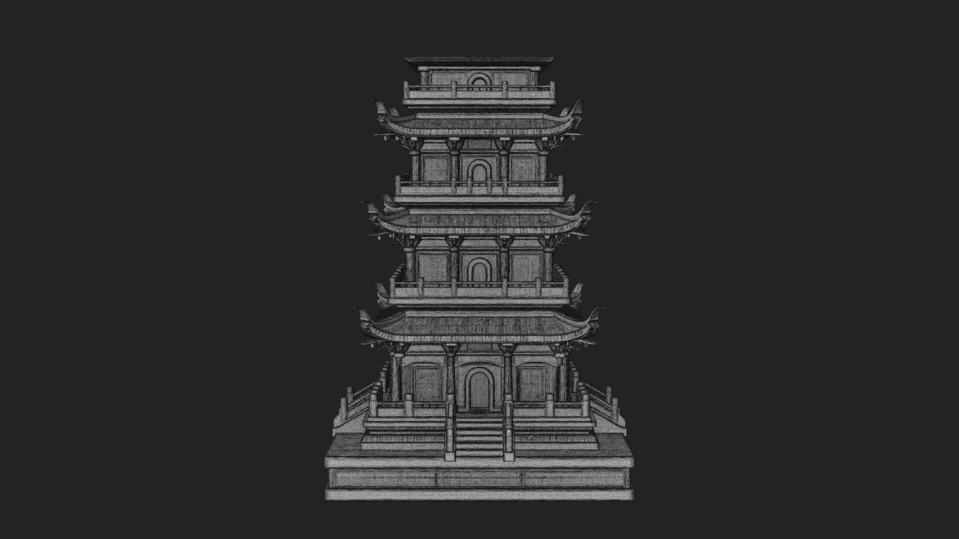 Tiered Pagoda Hall Temple Design 31 3D Print Model 3D Model