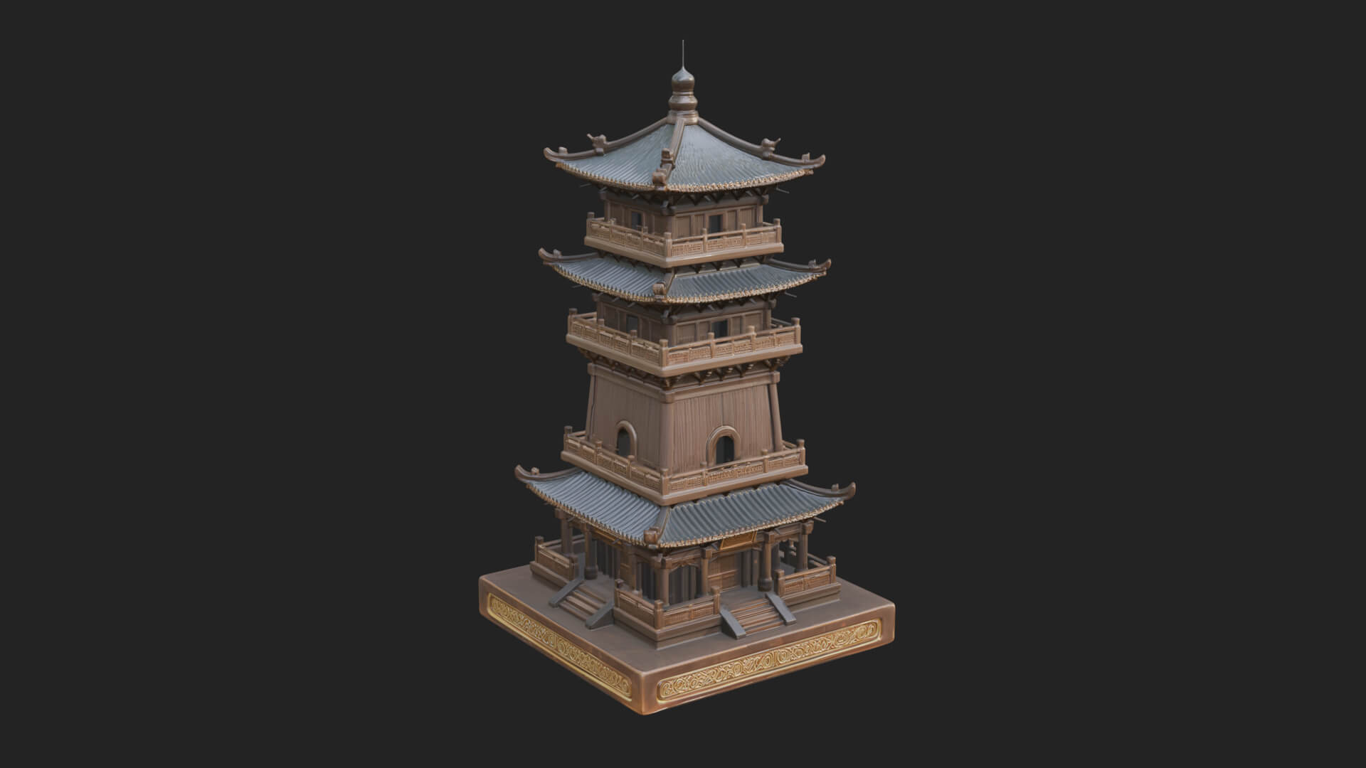 Tiered Pagoda Hall Temple Design 32 3D Print Model 3D Model