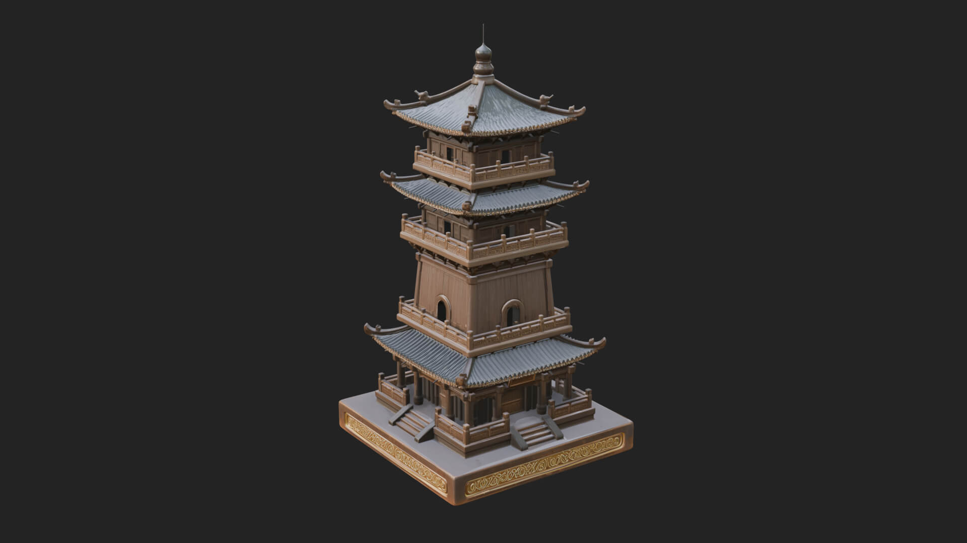 Tiered Pagoda Hall Temple Design 32 3D Print Model 3D Model