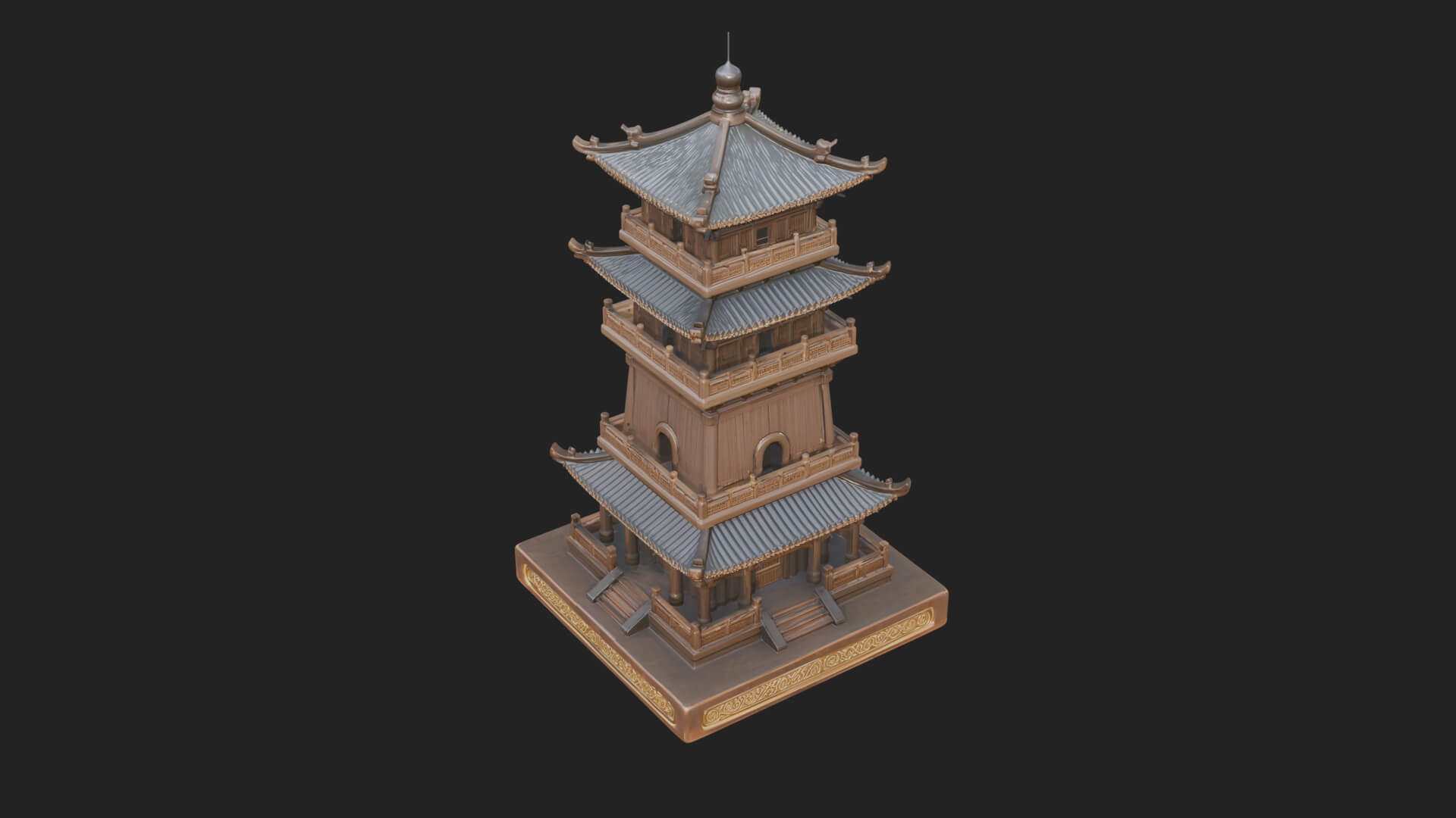 Tiered Pagoda Hall Temple Design 32 3D Print Model 3D Model