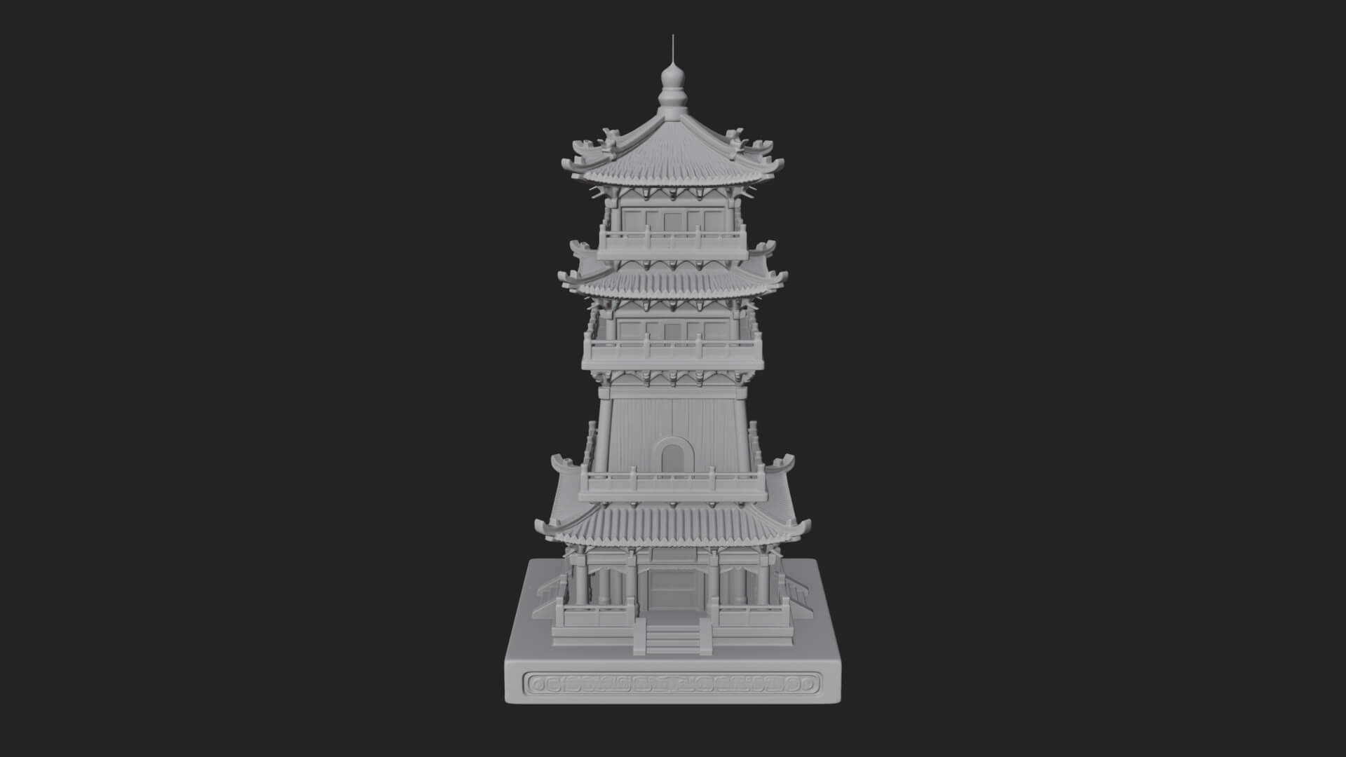 Tiered Pagoda Hall Temple Design 32 3D Print Model 3D Model