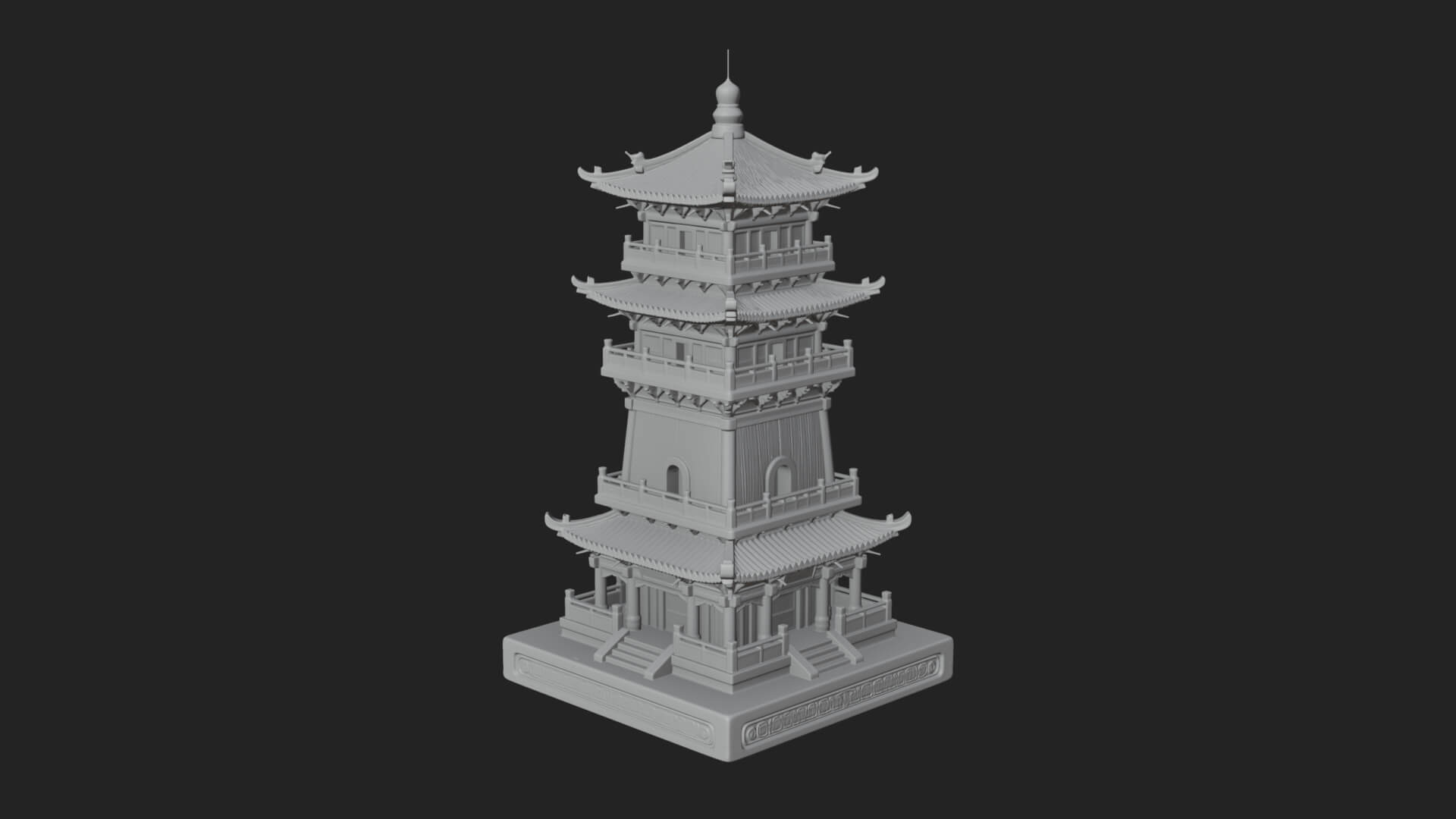 Tiered Pagoda Hall Temple Design 32 3D Print Model 3D Model