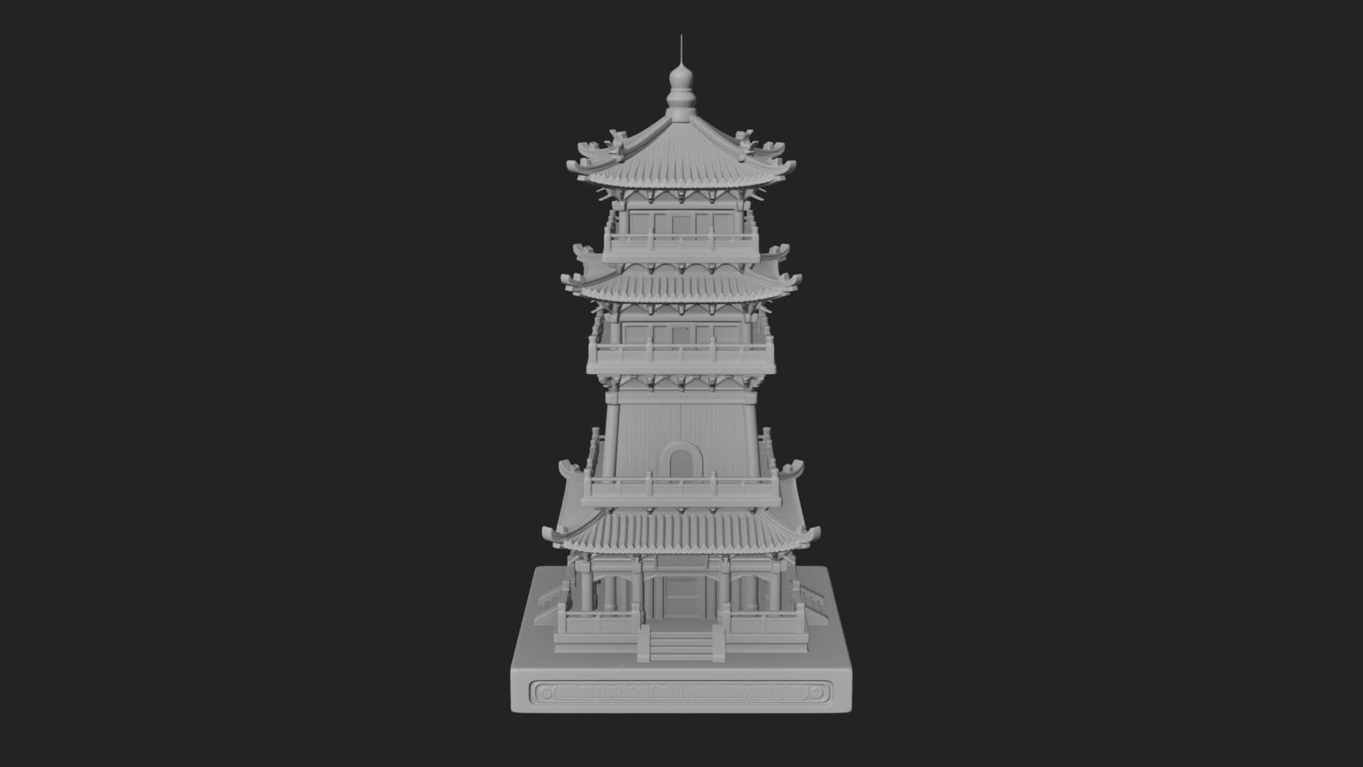 Tiered Pagoda Hall Temple Design 32 3D Print Model 3D Model