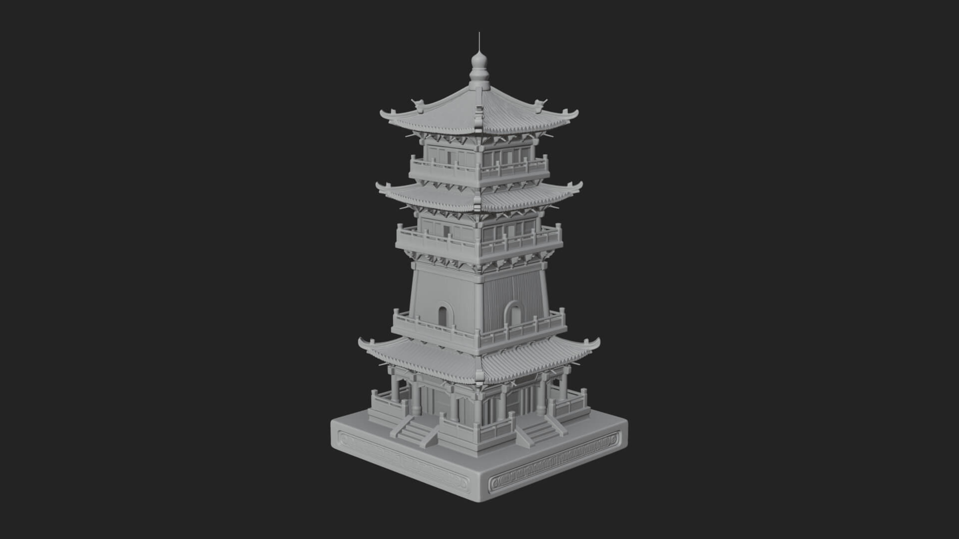Tiered Pagoda Hall Temple Design 32 3D Print Model 3D Model