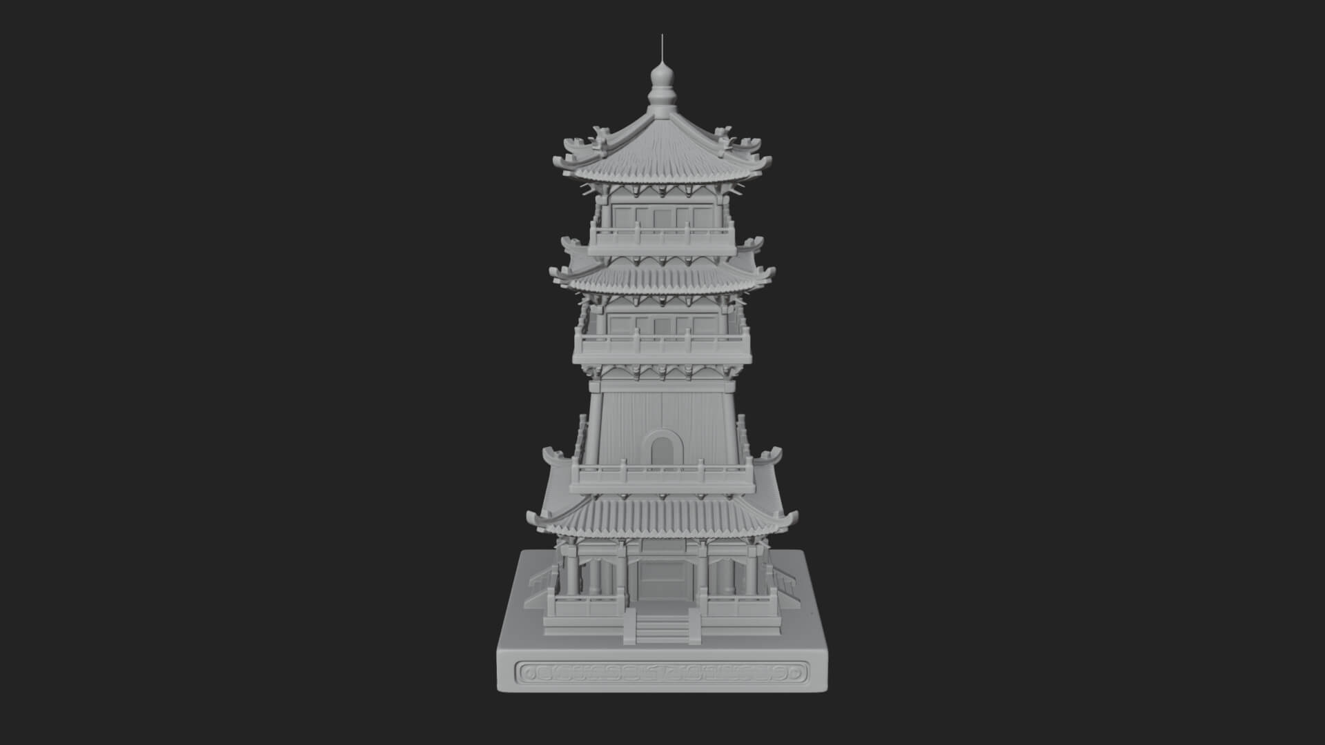Tiered Pagoda Hall Temple Design 32 3D Print Model 3D Model