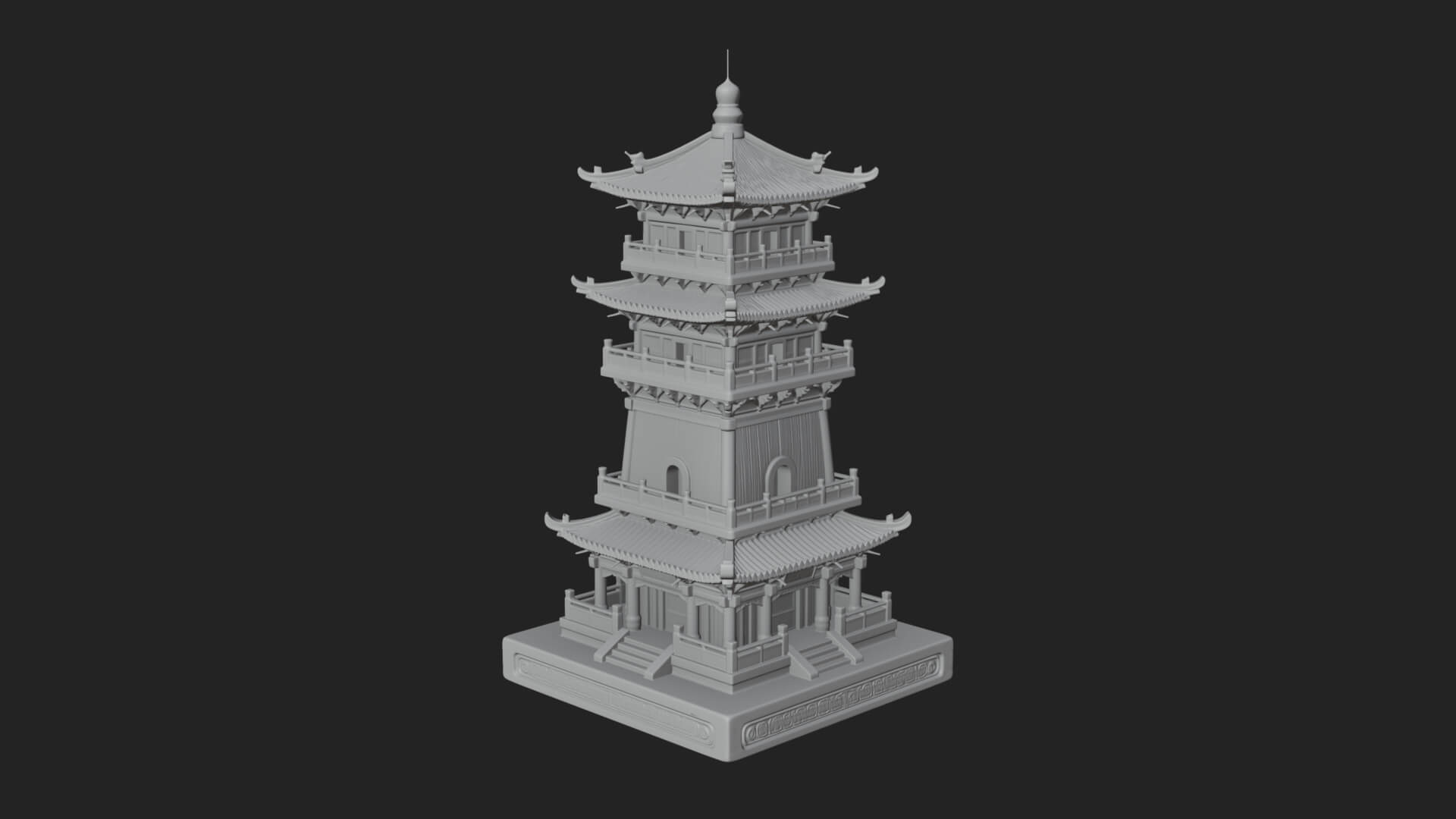 Tiered Pagoda Hall Temple Design 32 3D Print Model 3D Model