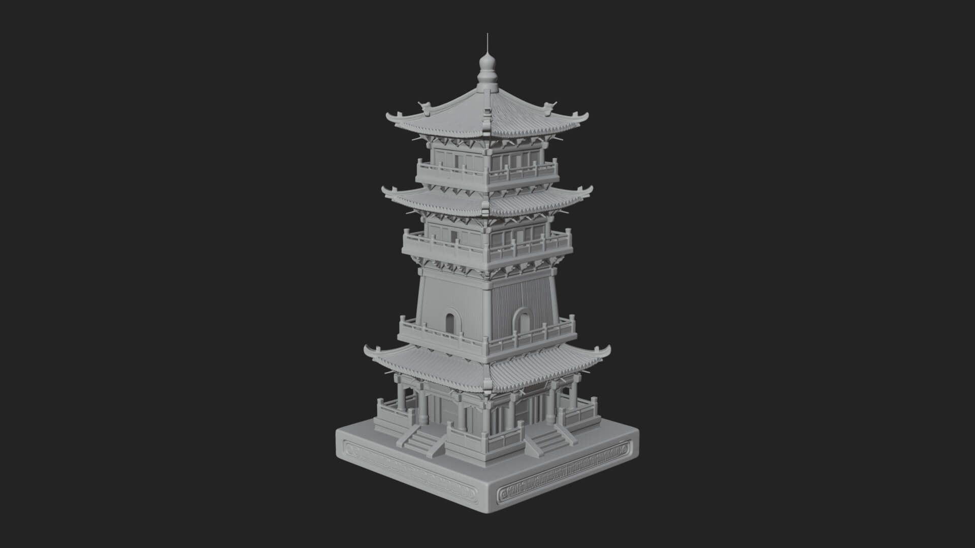Tiered Pagoda Hall Temple Design 32 3D Print Model 3D Model