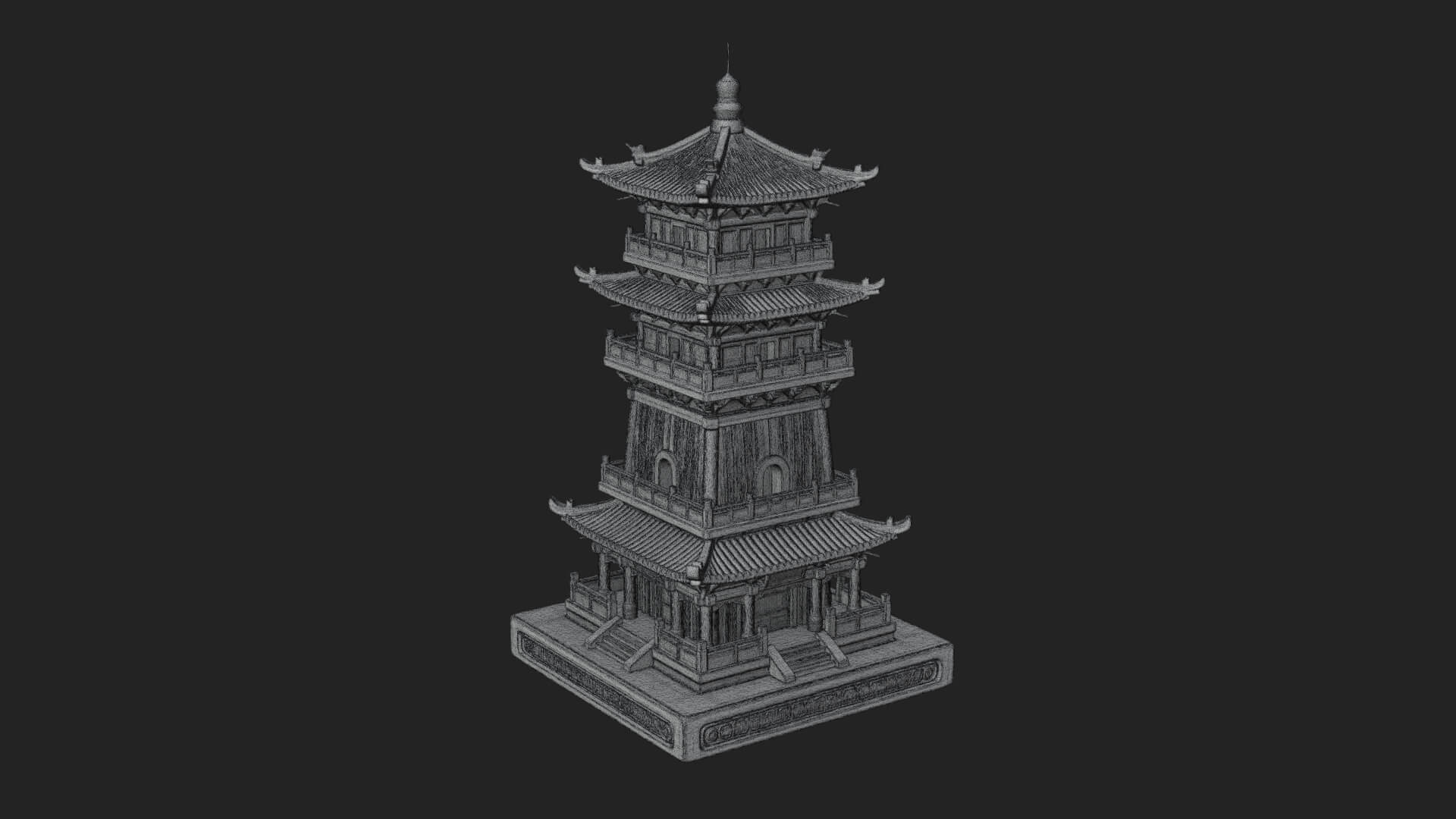 Tiered Pagoda Hall Temple Design 32 3D Print Model 3D Model