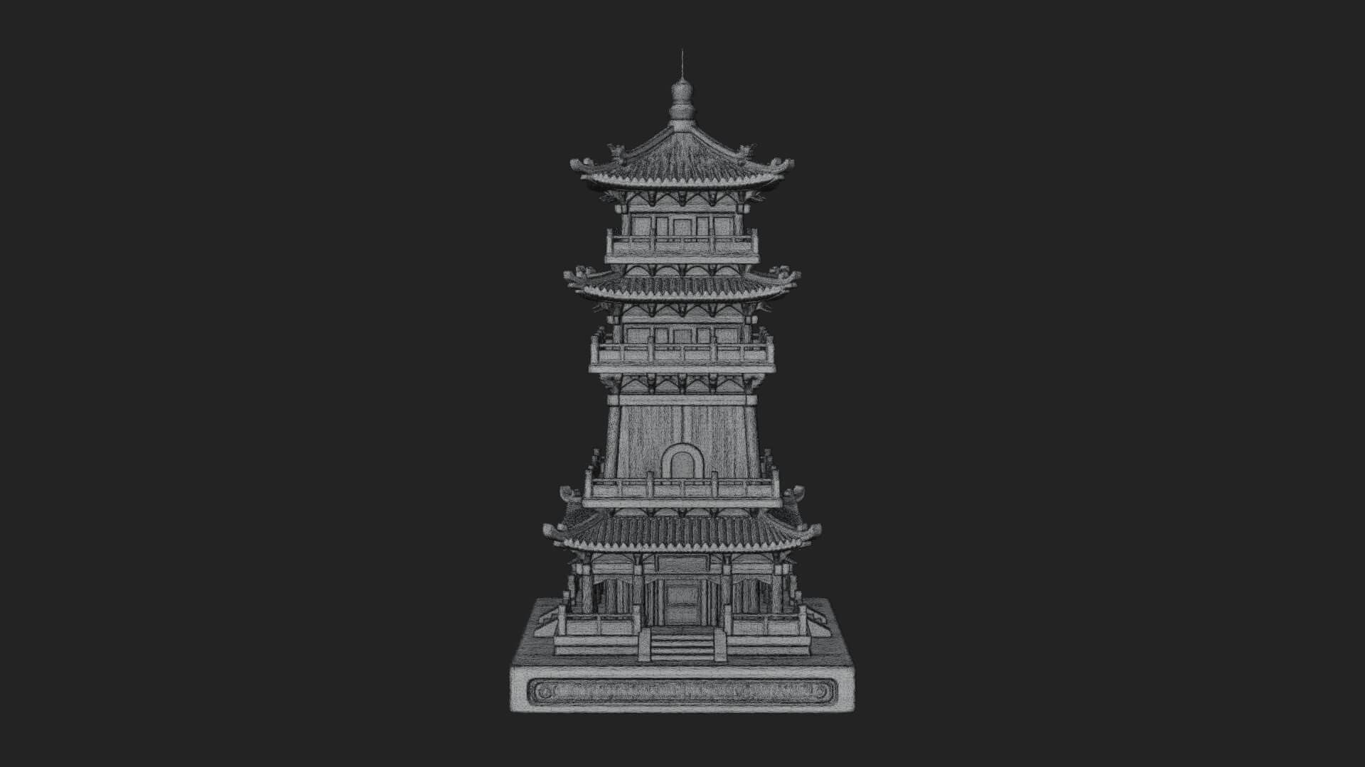 Tiered Pagoda Hall Temple Design 32 3D Print Model 3D Model