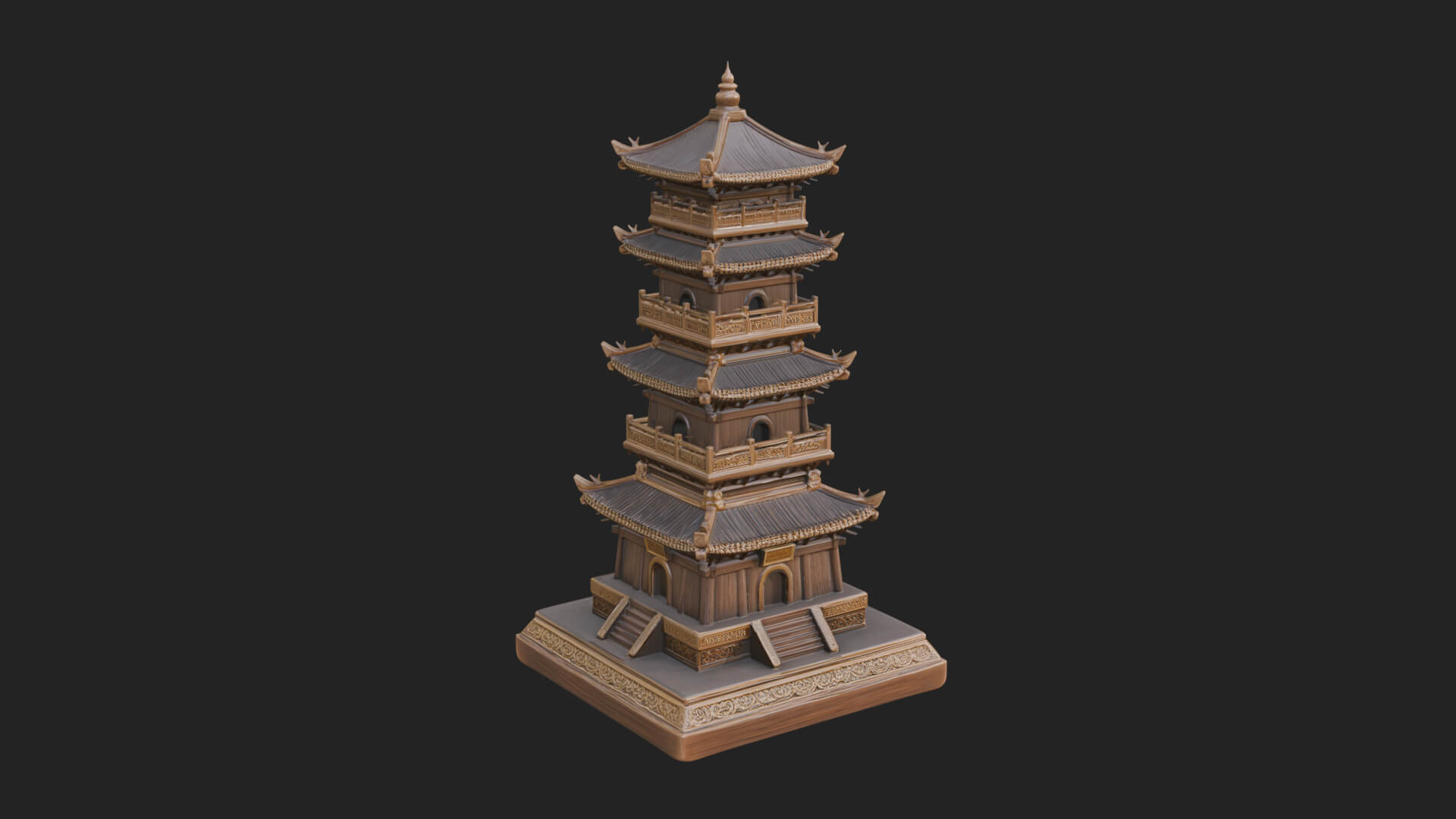 Tiered Pagoda Hall Temple Design 33 3D Print Model 3D Model
