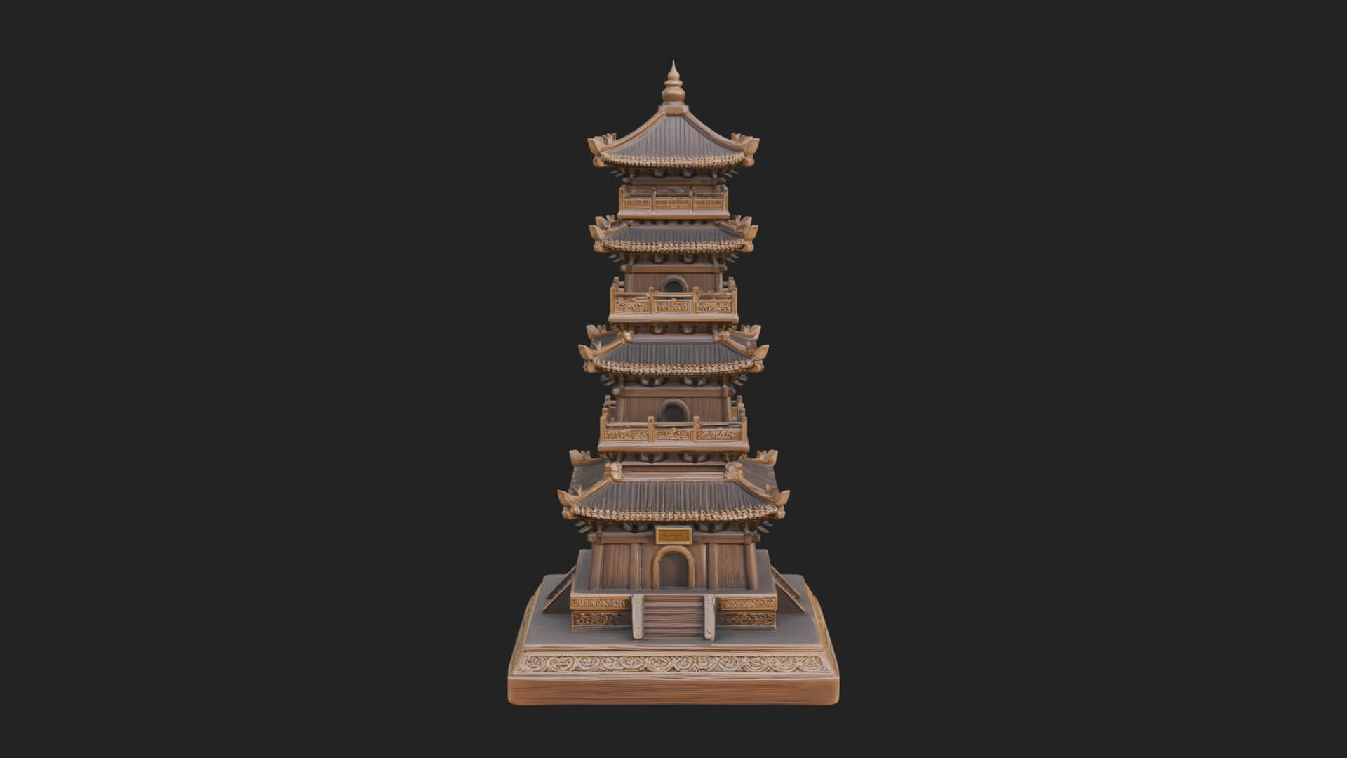 Tiered Pagoda Hall Temple Design 33 3D Print Model 3D Model