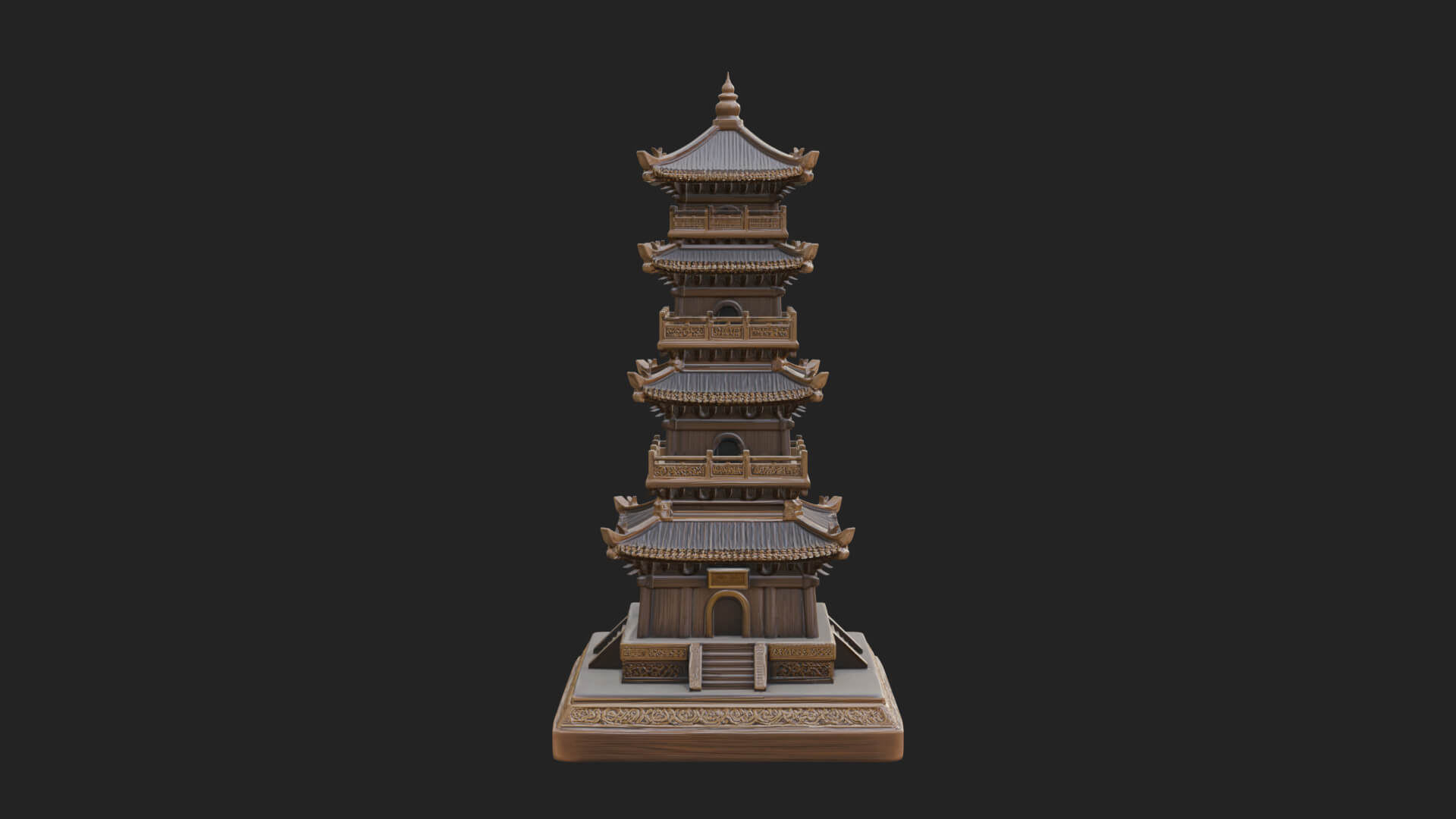 Tiered Pagoda Hall Temple Design 33 3D Print Model 3D Model