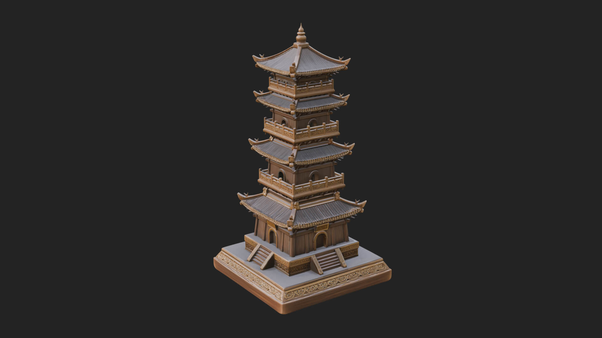 Tiered Pagoda Hall Temple Design 33 3D Print Model 3D Model