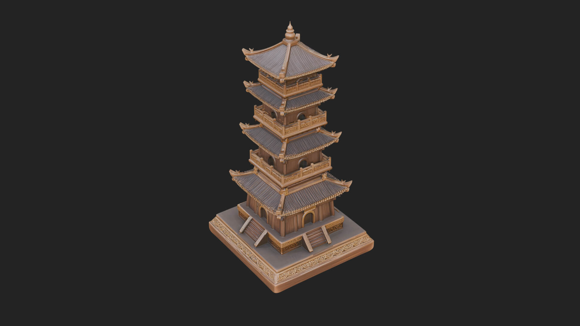 Tiered Pagoda Hall Temple Design 33 3D Print Model 3D Model