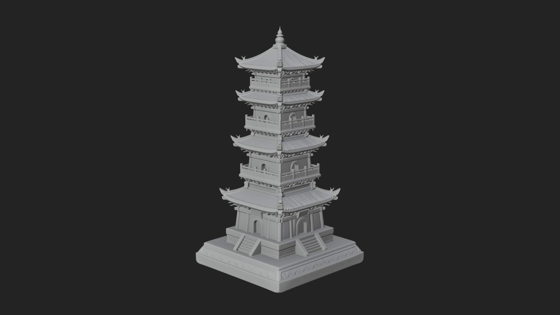 Tiered Pagoda Hall Temple Design 33 3D Print Model 3D Model