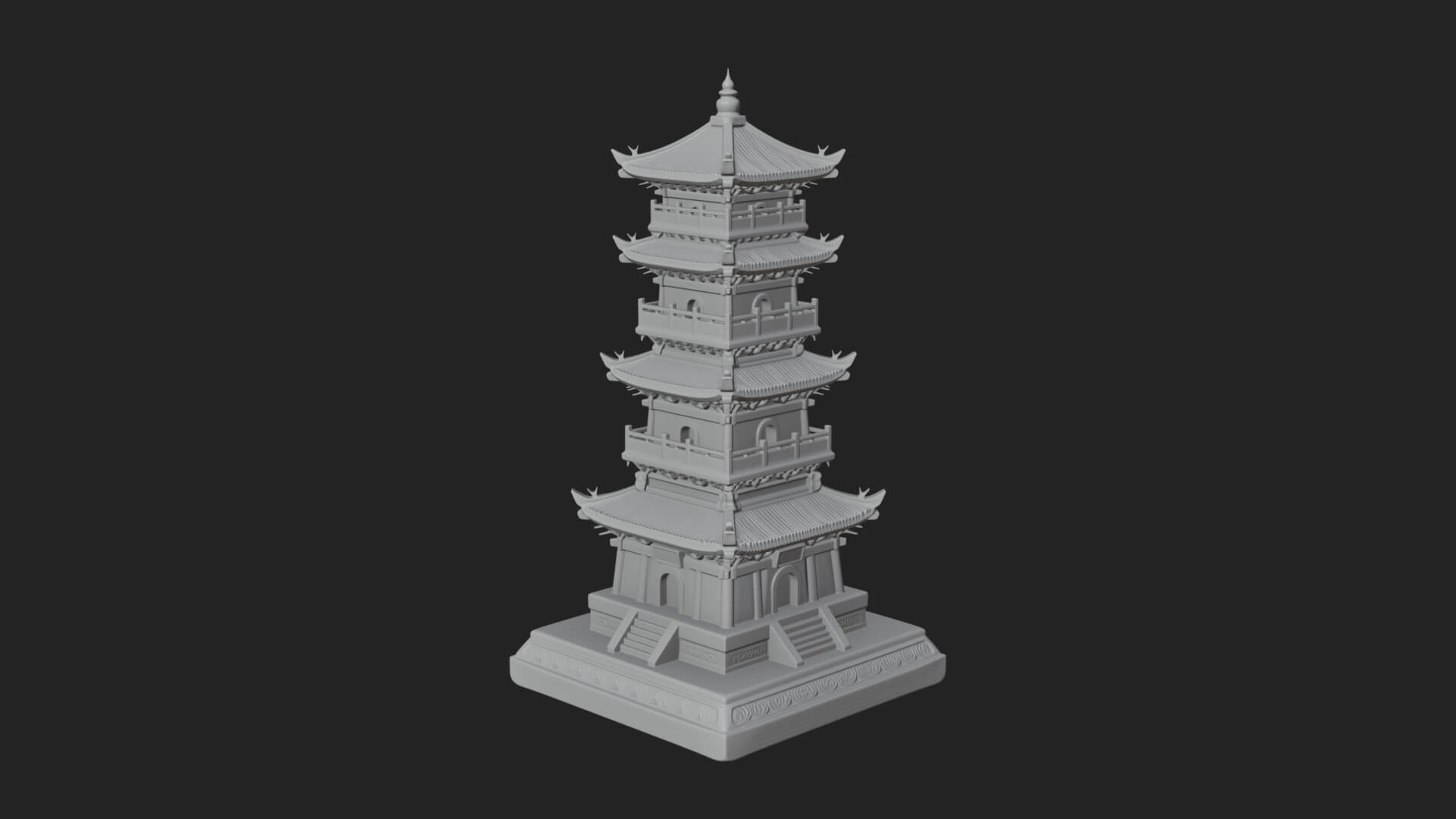 Tiered Pagoda Hall Temple Design 33 3D Print Model 3D Model