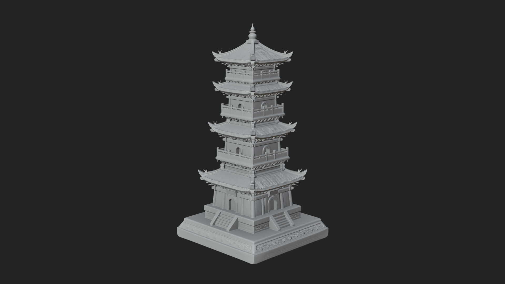Tiered Pagoda Hall Temple Design 33 3D Print Model 3D Model