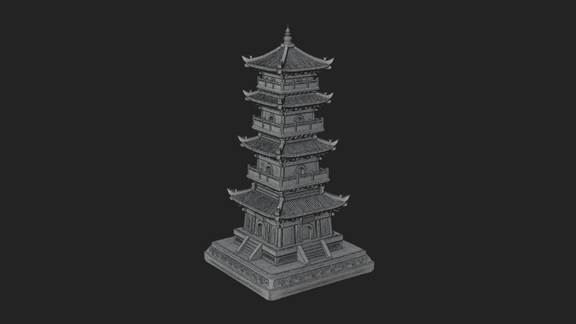 Tiered Pagoda Hall Temple Design 33 3D Print Model 3D Model