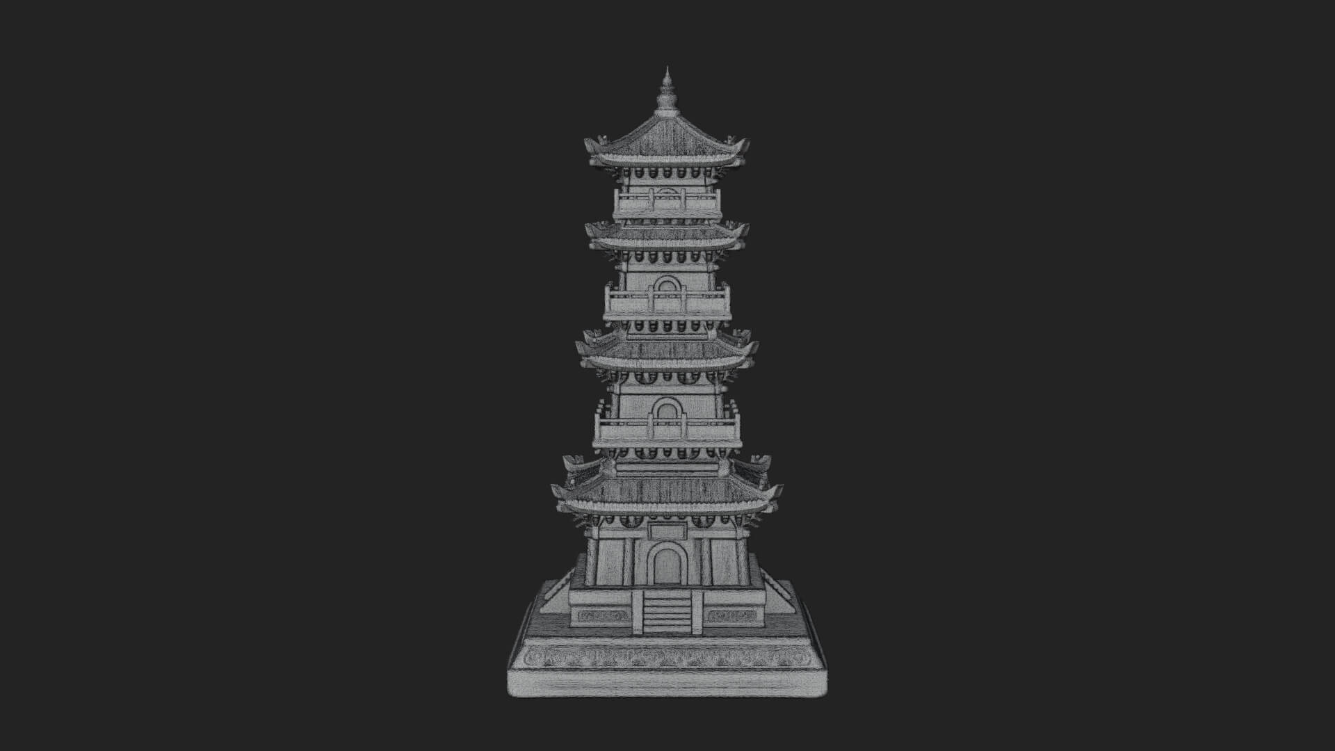 Tiered Pagoda Hall Temple Design 33 3D Print Model 3D Model