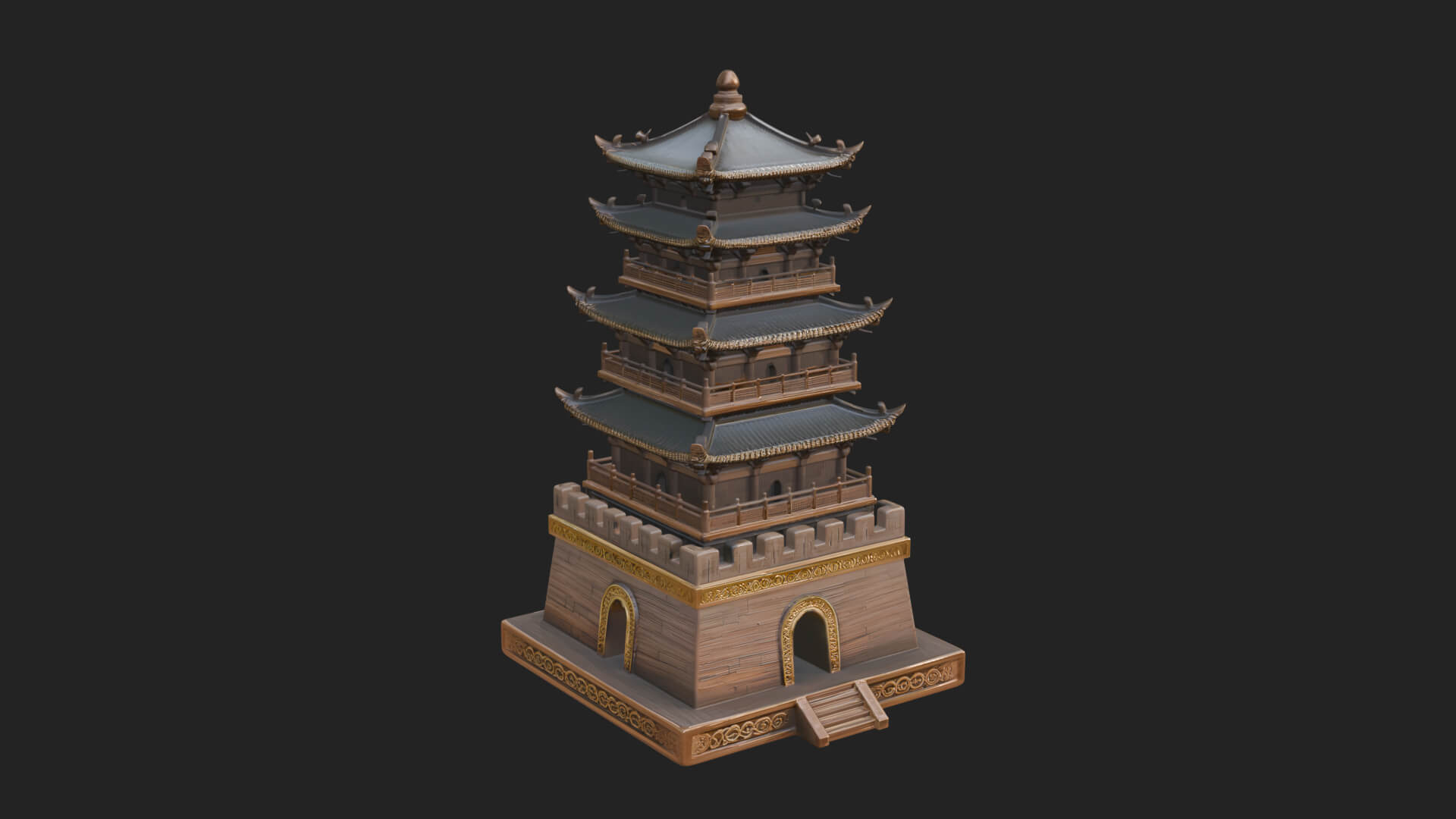 Tiered Pagoda Hall Temple Design 34 3D Print Model 3D Model