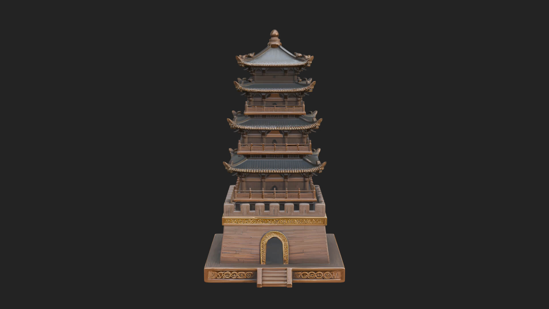 Tiered Pagoda Hall Temple Design 34 3D Print Model 3D Model