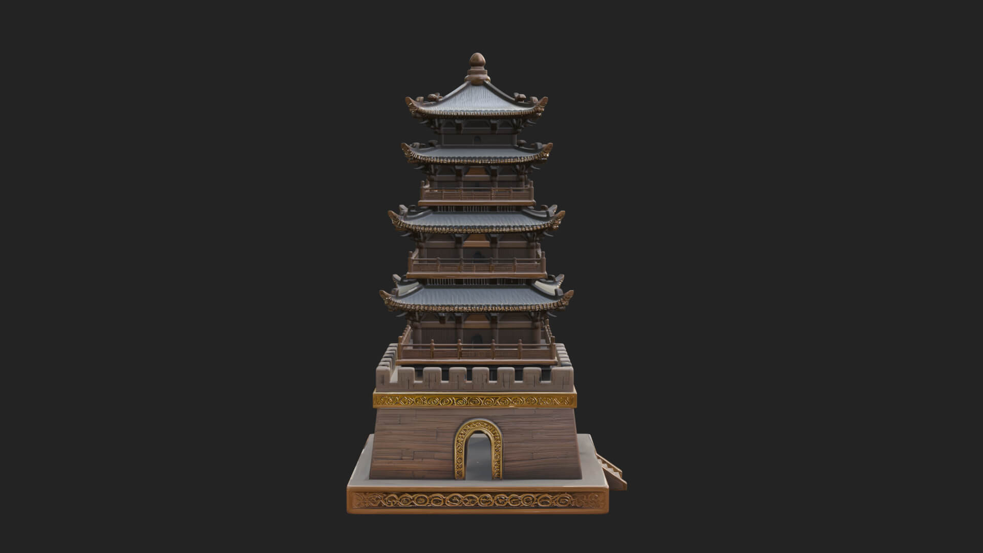 Tiered Pagoda Hall Temple Design 34 3D Print Model 3D Model